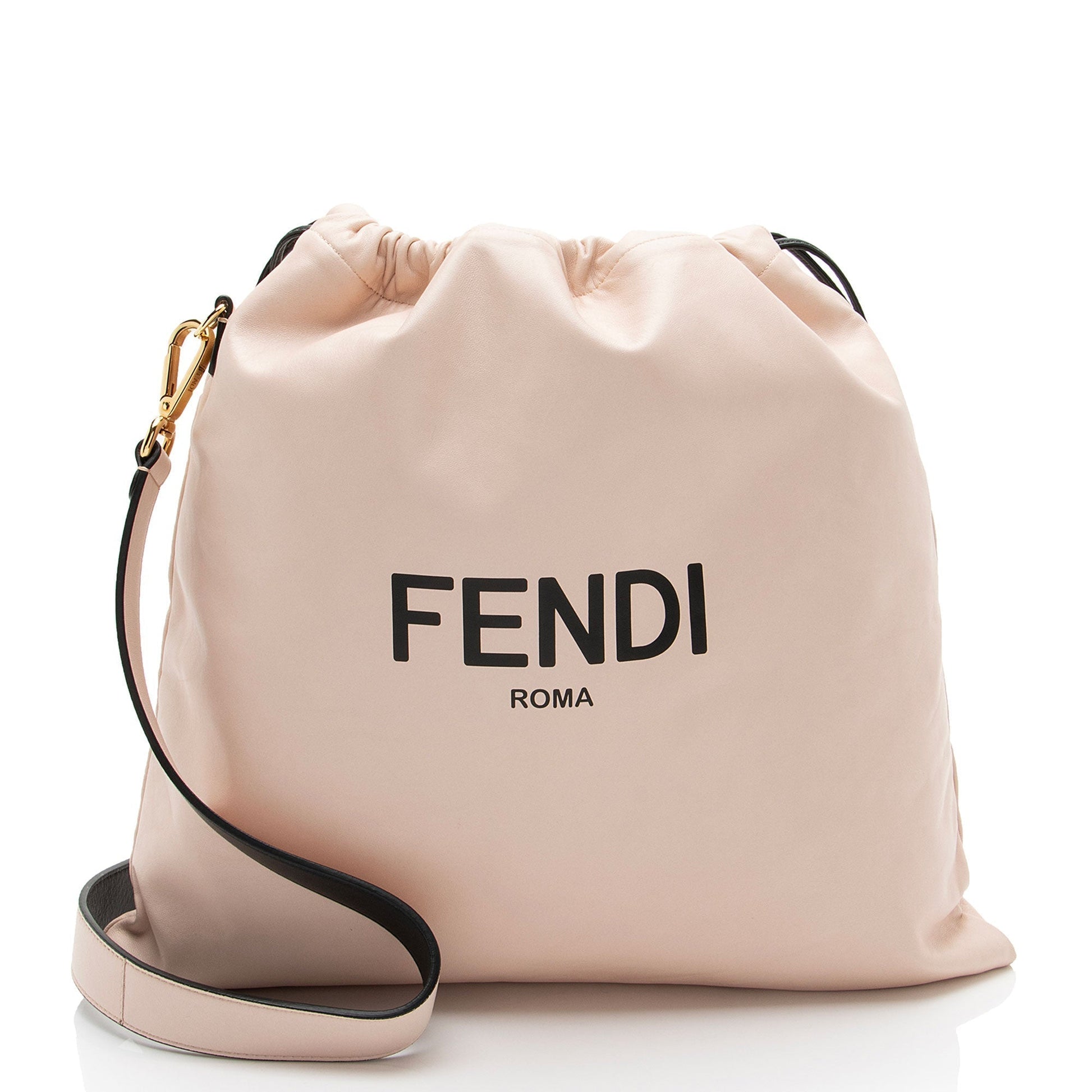 Fendi Nappa Drawstring Shoulder Bag Leather Medium