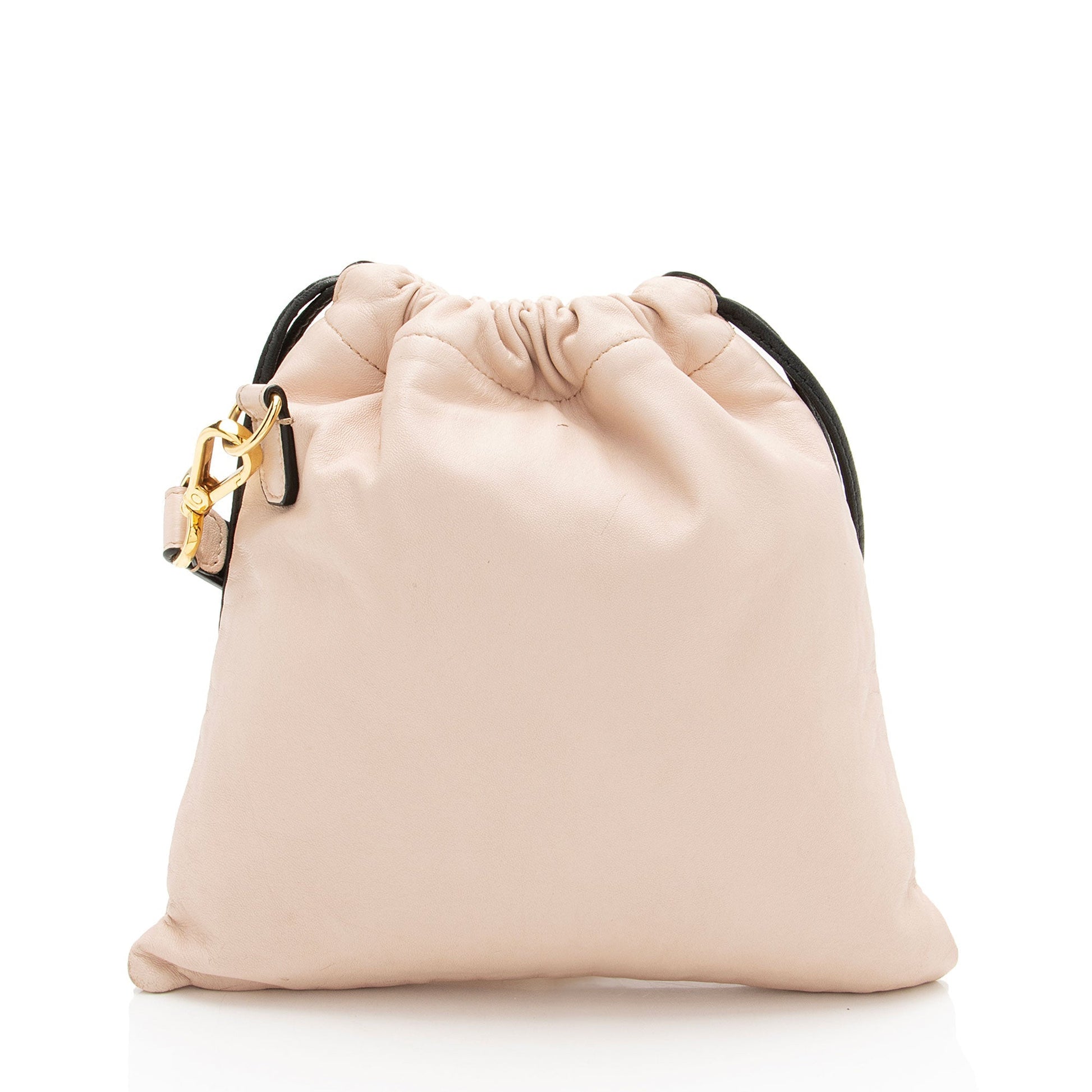 Fendi Nappa Drawstring Shoulder Bag Leather Logo