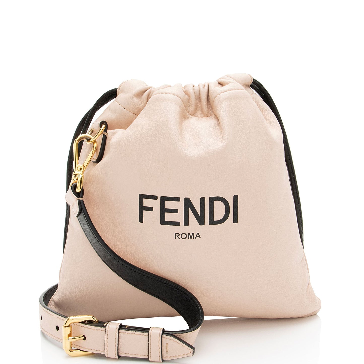 Fendi Nappa Drawstring Shoulder Bag Leather Logo