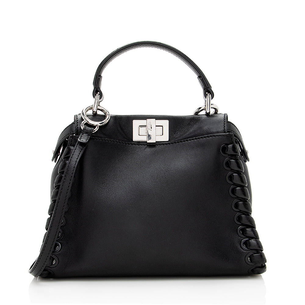 Fendi Nappa Whipstitch Peekaboo Shoulder Bag Shf Leather Mini