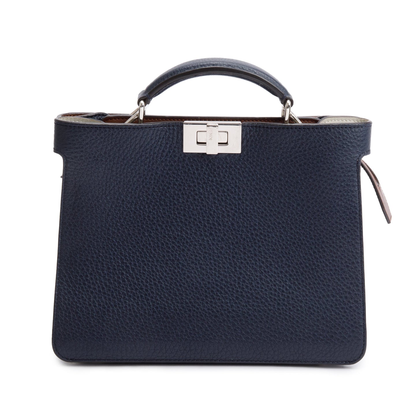 Fendi Navy Calfskin Peekaboo Iseeu Bag Leather Mini Travel Bag
