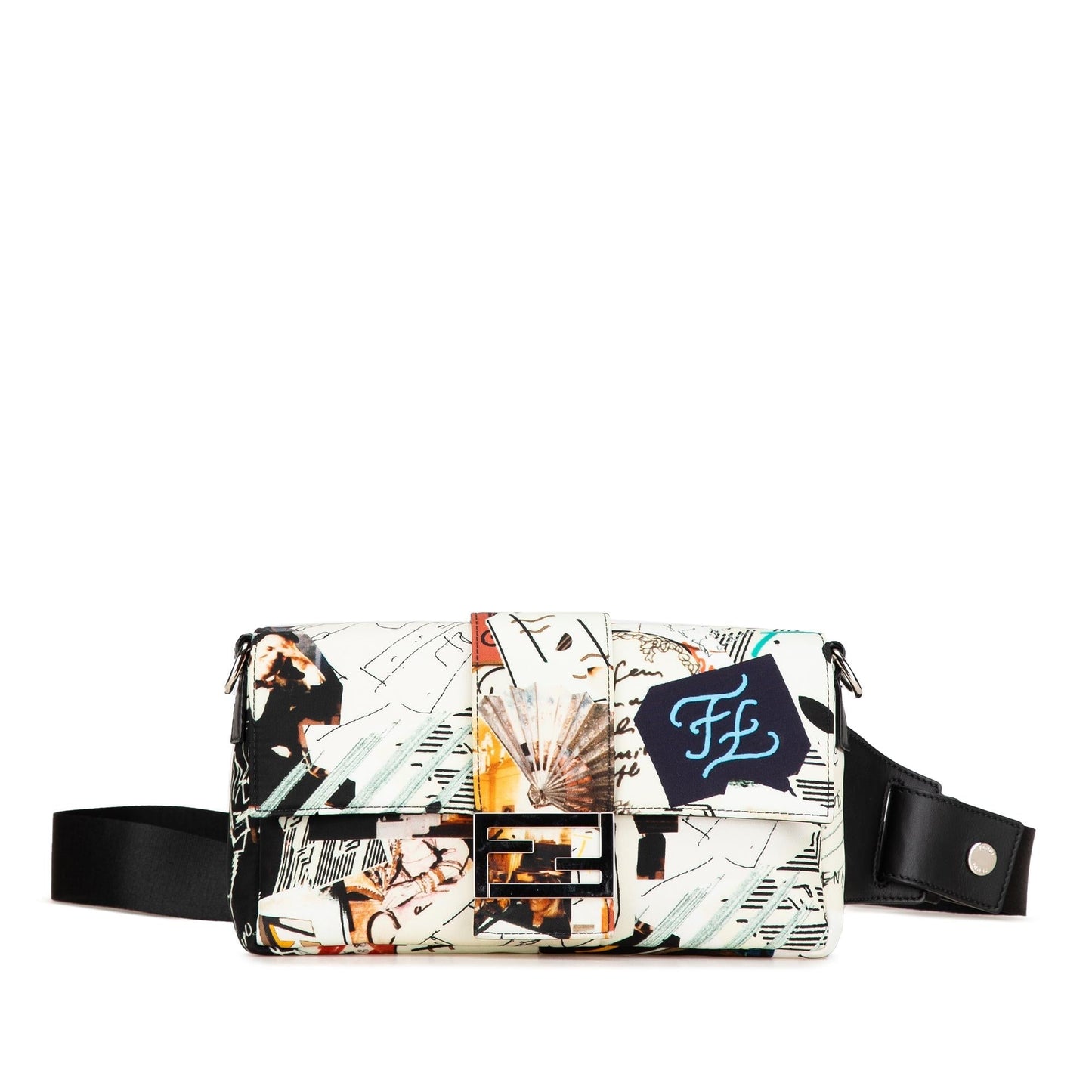 Fendi Karl Kollage Convertible Belt Baguette Handbag Nylon Convertible Belt Baguette