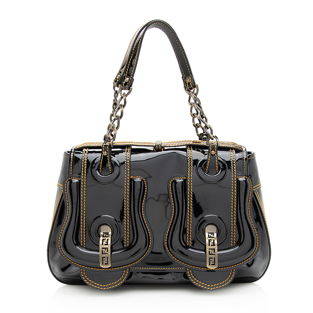 Fendi Buckle Bag Shf Leather Patent Satchel Bag