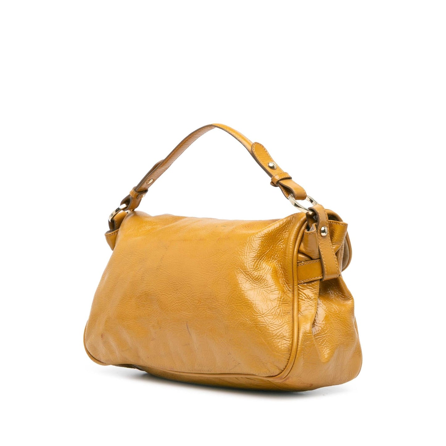 Fendi Push Lock Satchel Leather Patent Satchel Bag