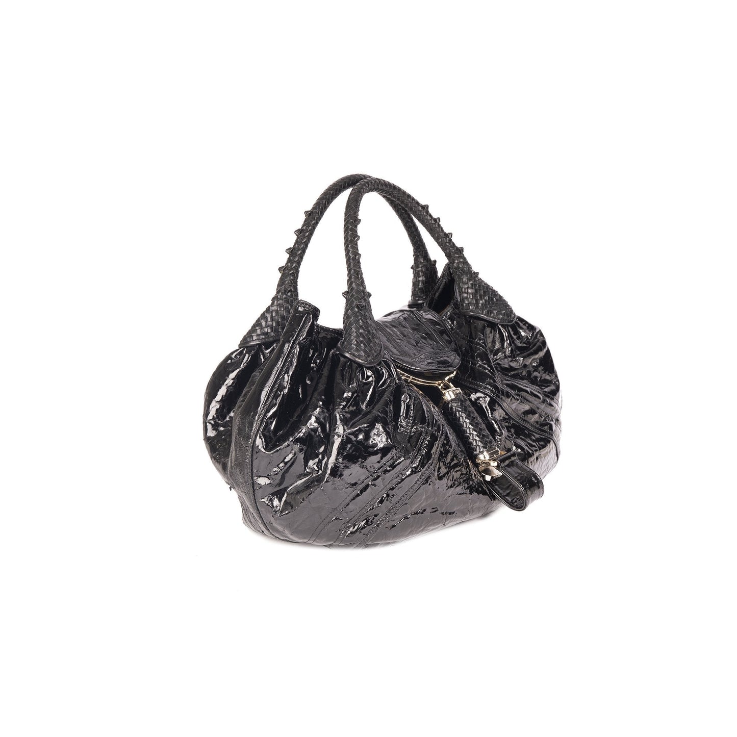 Fendi Patent Spy Hobo Leather Travel Bag