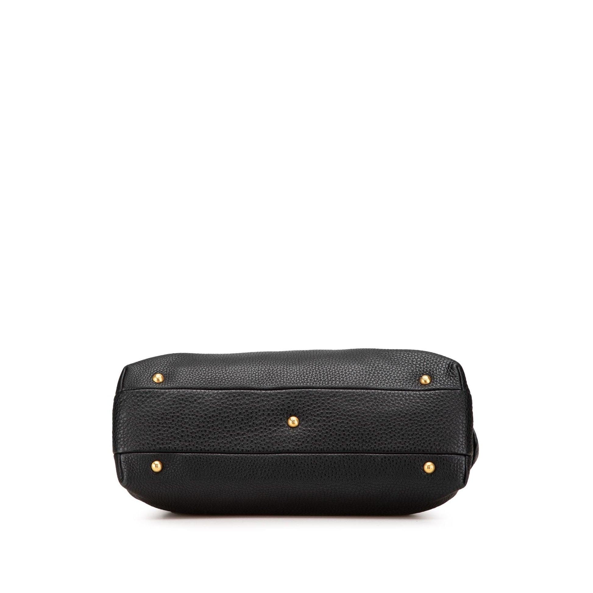 Fendi Pebbled Selleria Dome Shoulder Bag Leather