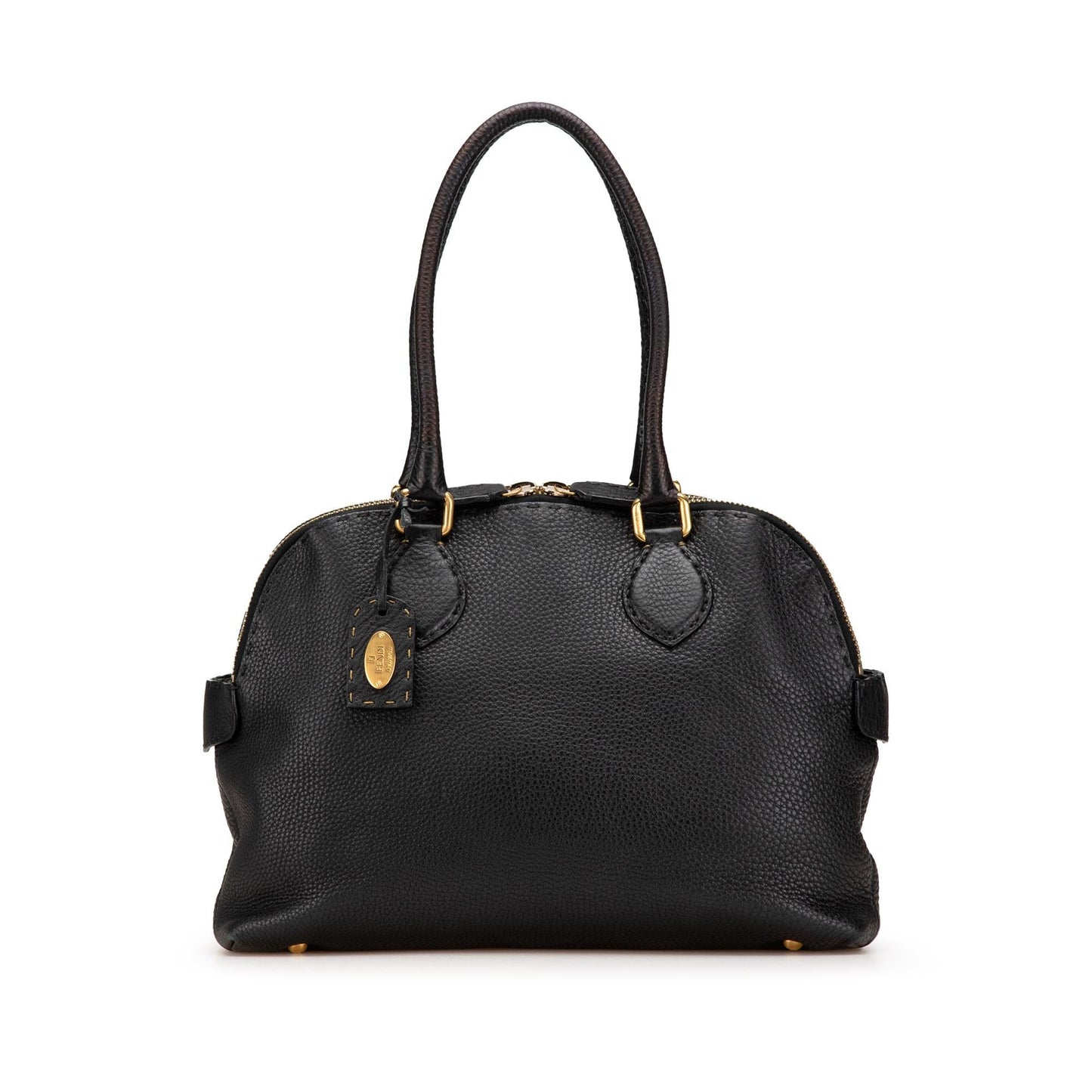 Fendi Pebbled Selleria Dome Shoulder Bag Leather