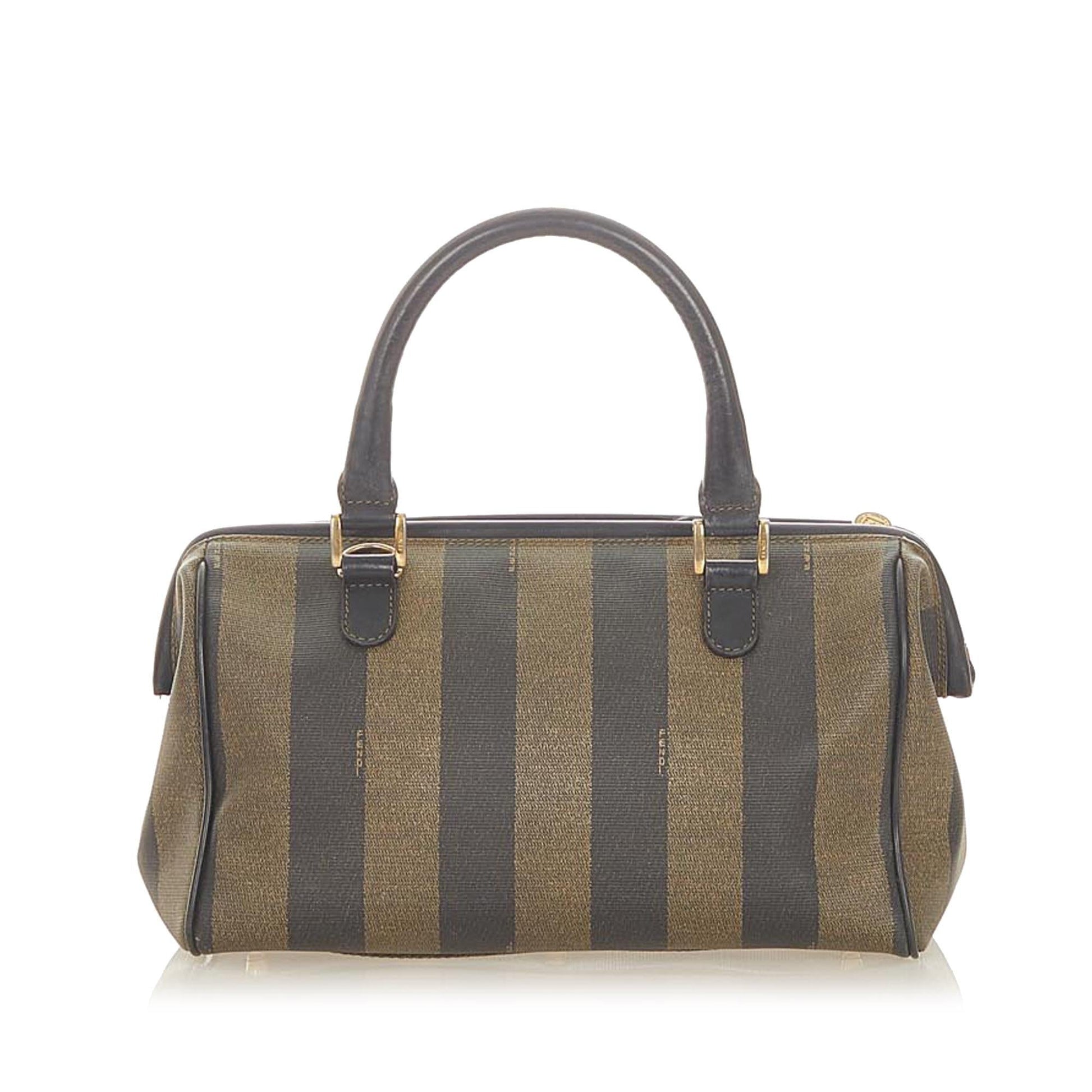 Fendi Pequin Boston Bag Shg Satchel Bag