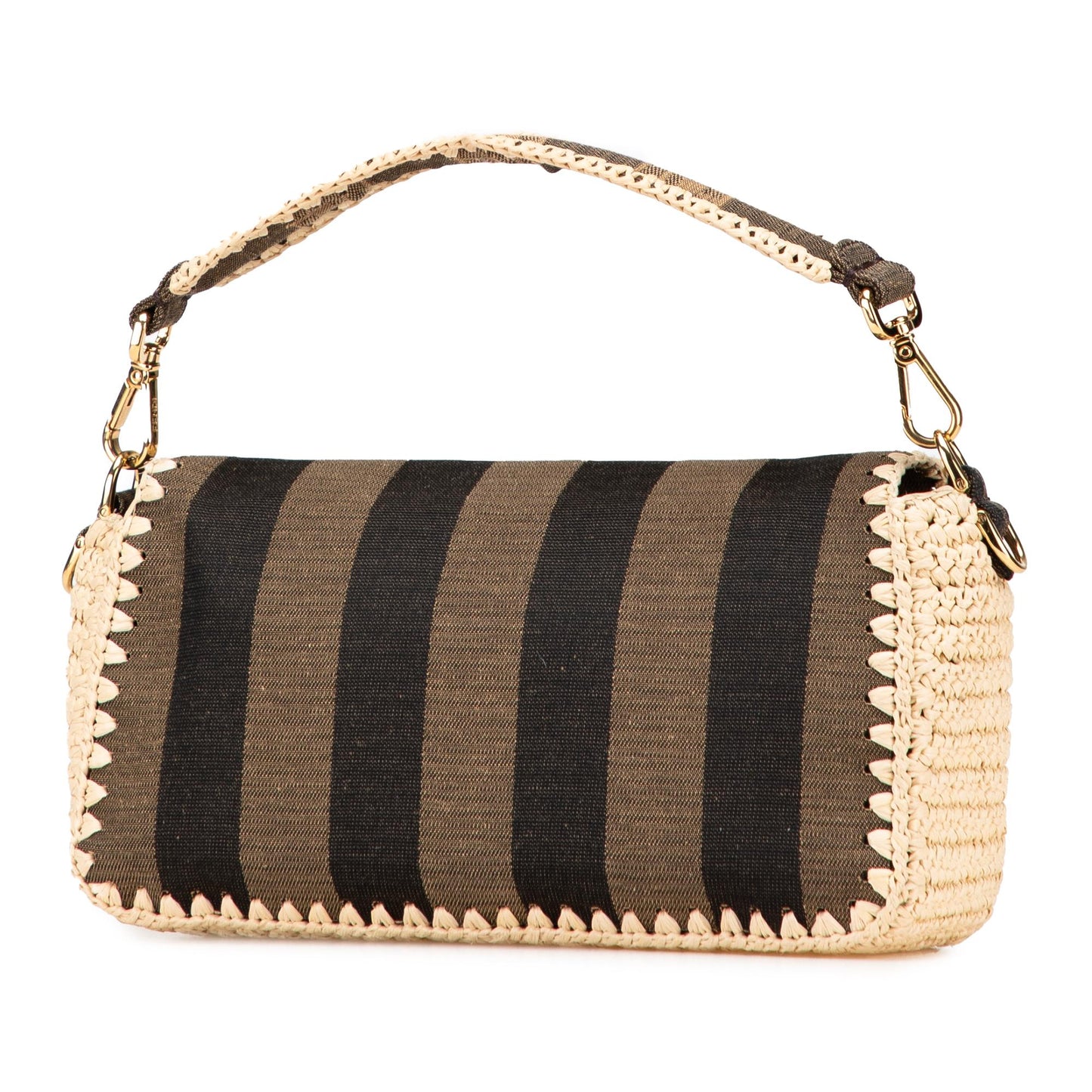 Fendi Pequin Gingham And Baguette Satchel Canvas Raffia Satchel Bag Raffia Baguette Satchel