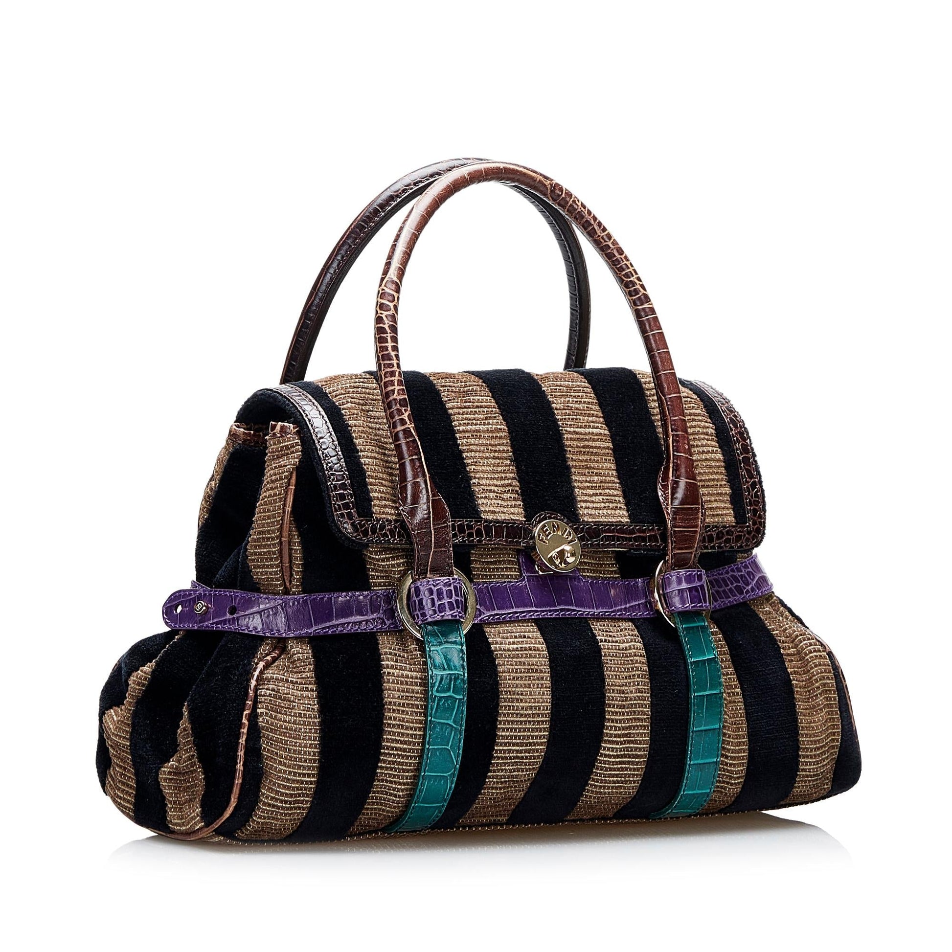 Fendi Pequin Handbag Shg Utqane Satchel Bag