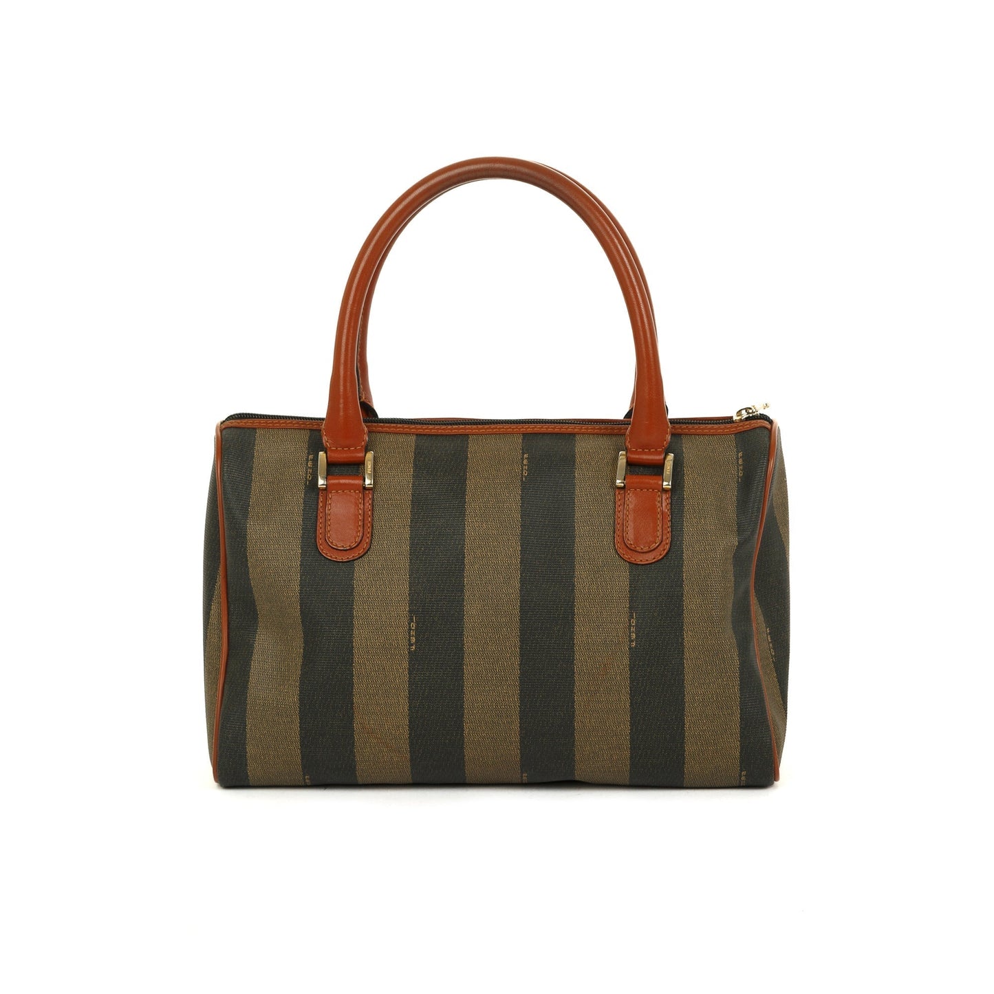 Fendi Pequin Stripe Boston Bag Travel Bag