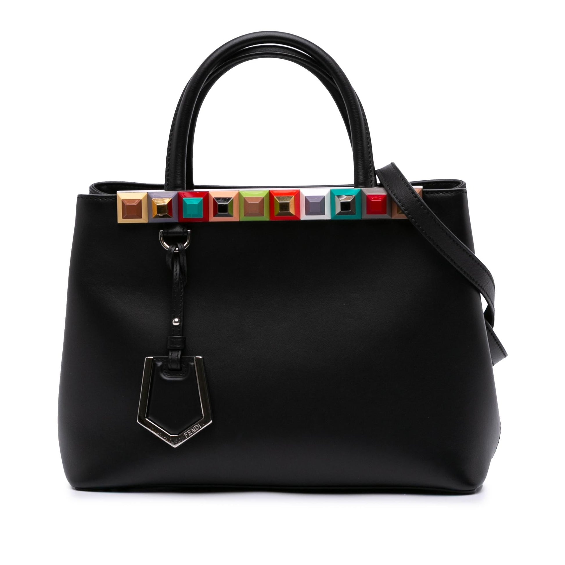 Fendi Petite Studded 2Jours Satchel Leather Satchel Bag