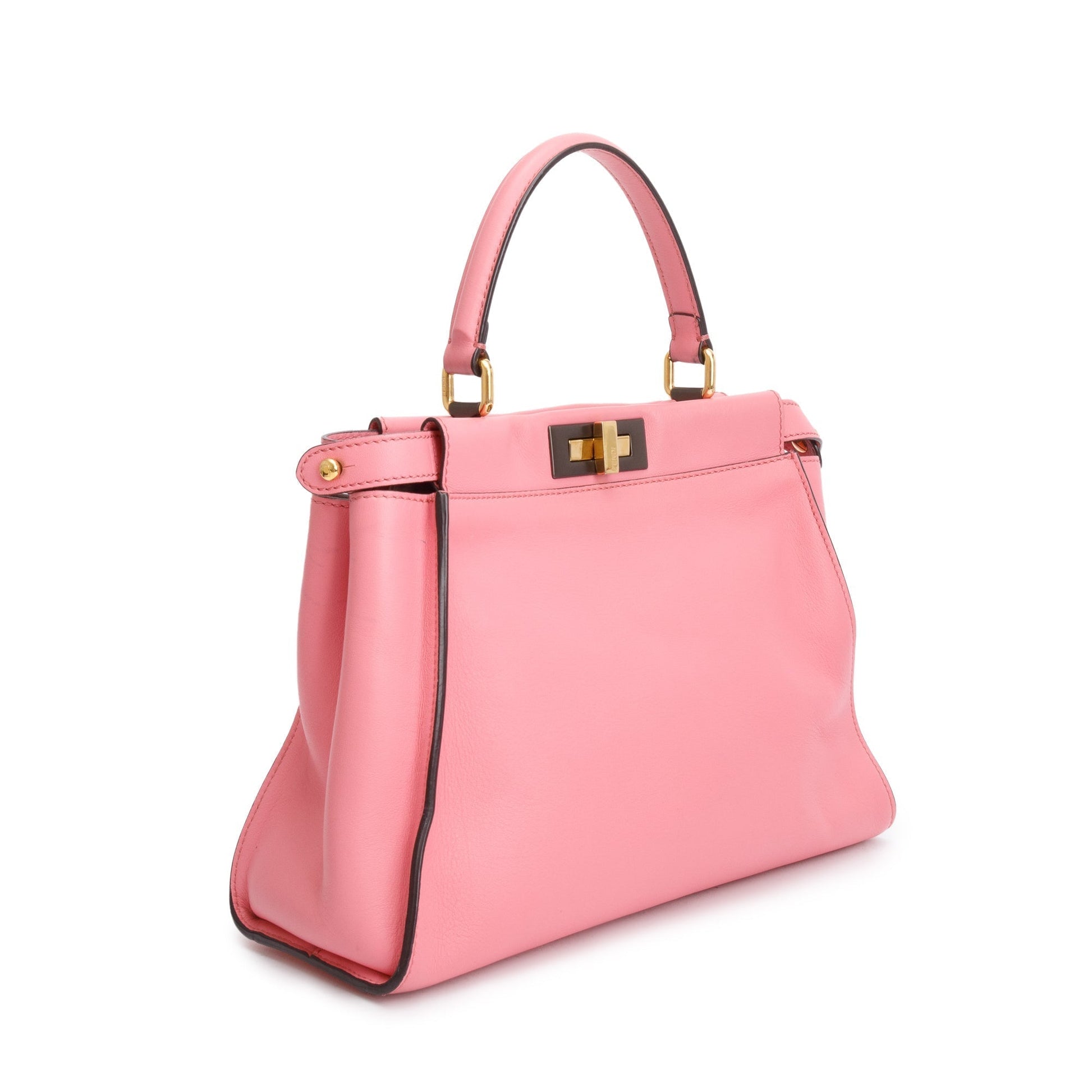 Fendi Calfskin Peekaboo Bag Leather Pink Travel Bag