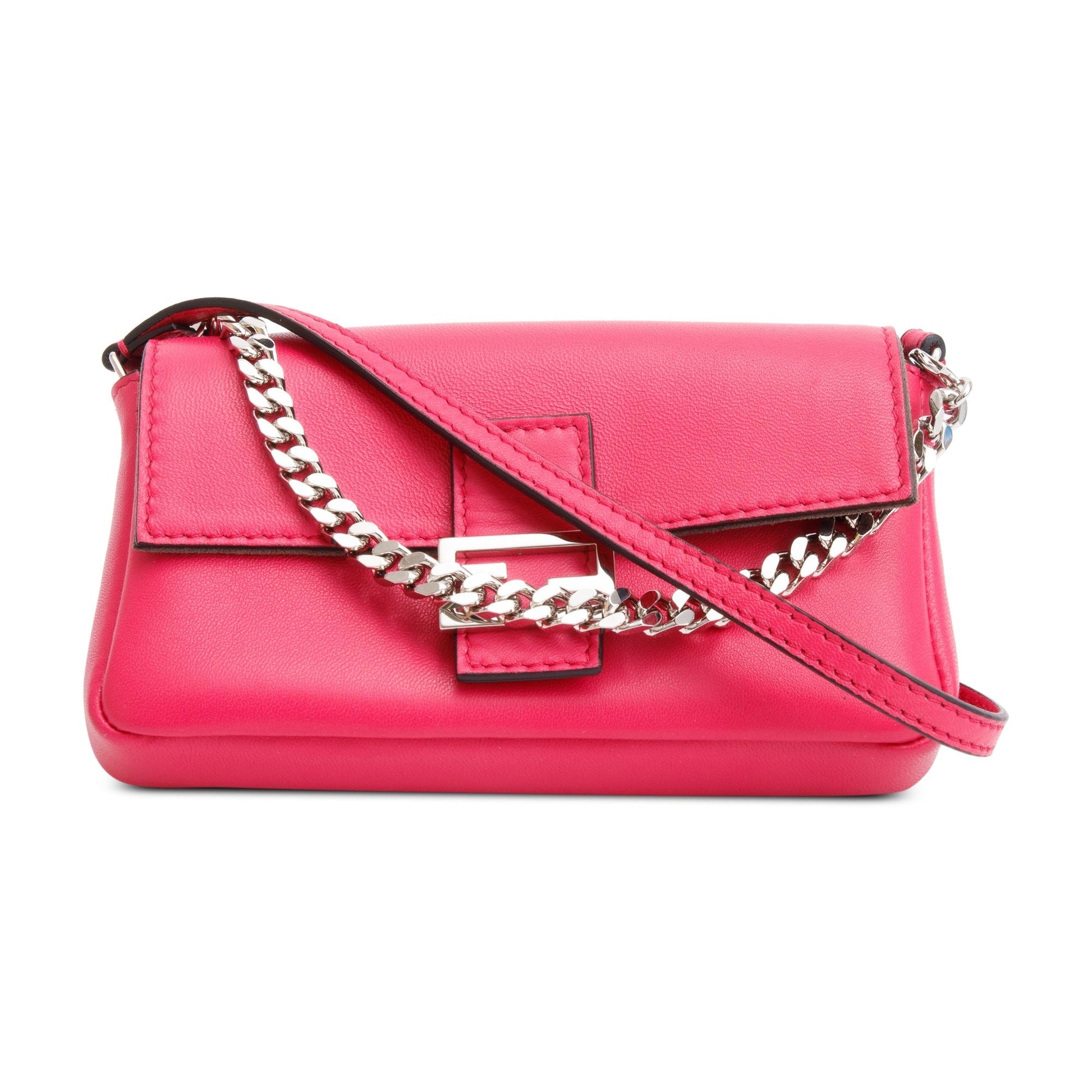 Fendi Calfskin Micro Baguette Bag Leather Pink Travel Bag