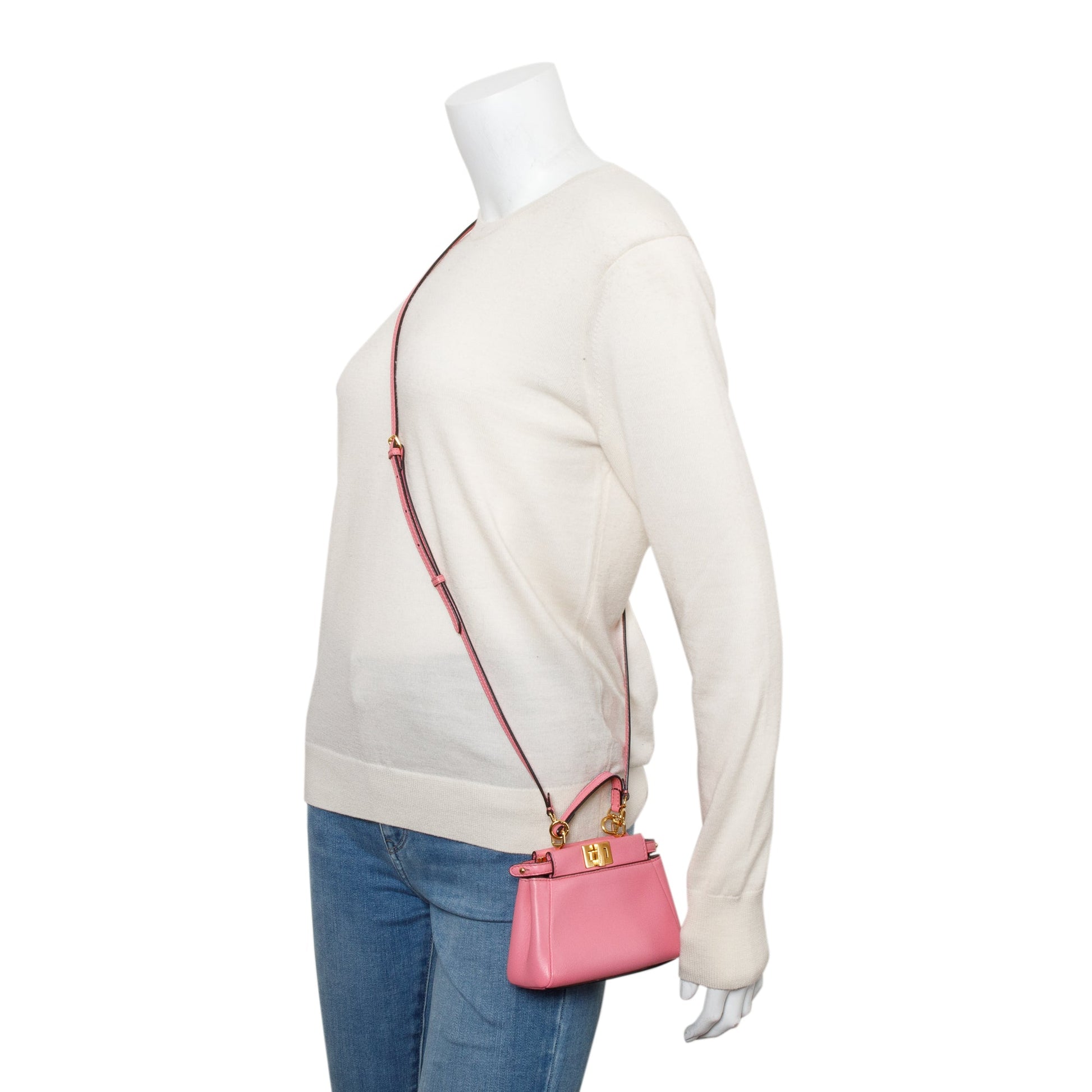 Fendi Micro Peekaboo Bag Leather Pink Travel Bag