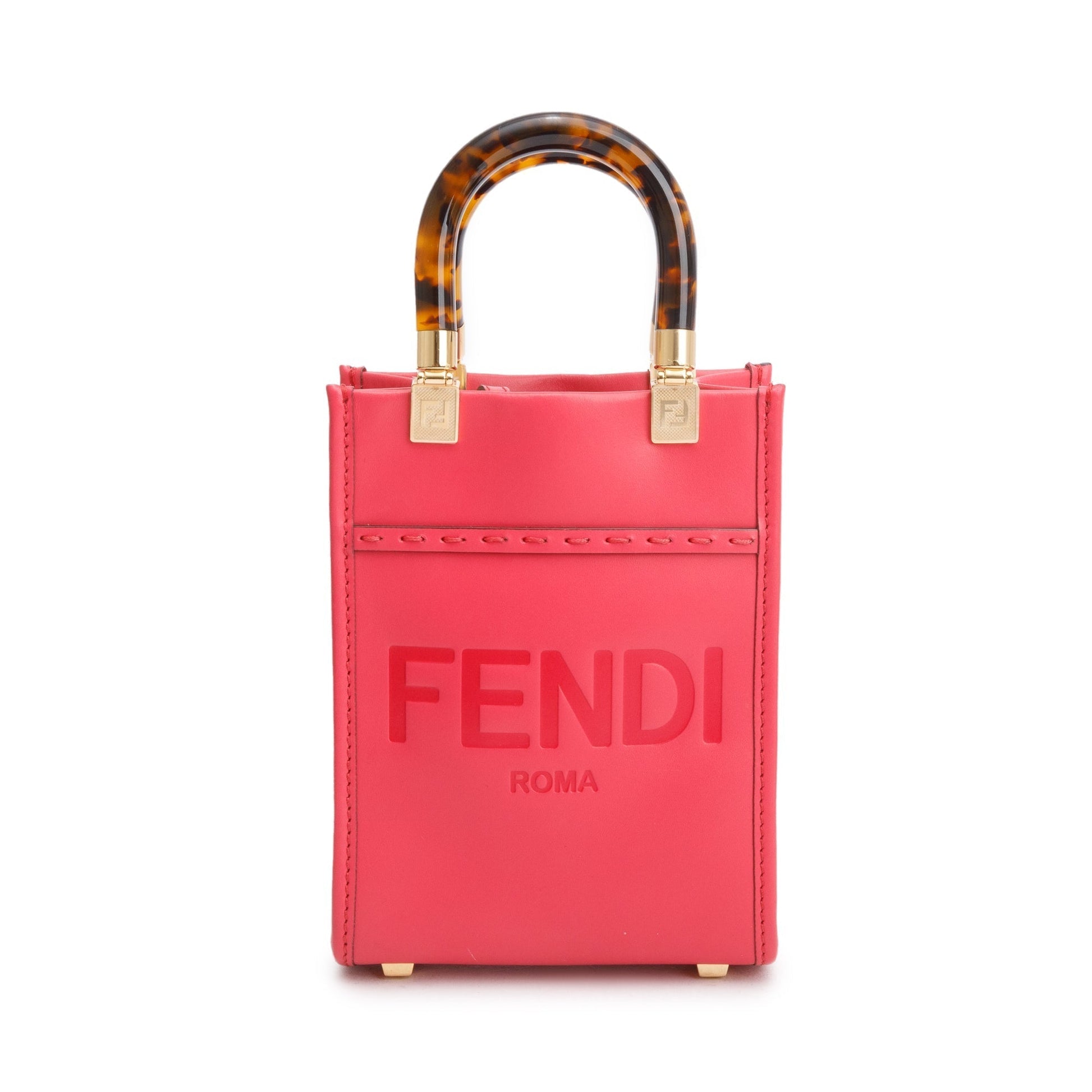Fendi Sunshine Shopper Tote Leather Pink Tote Bag