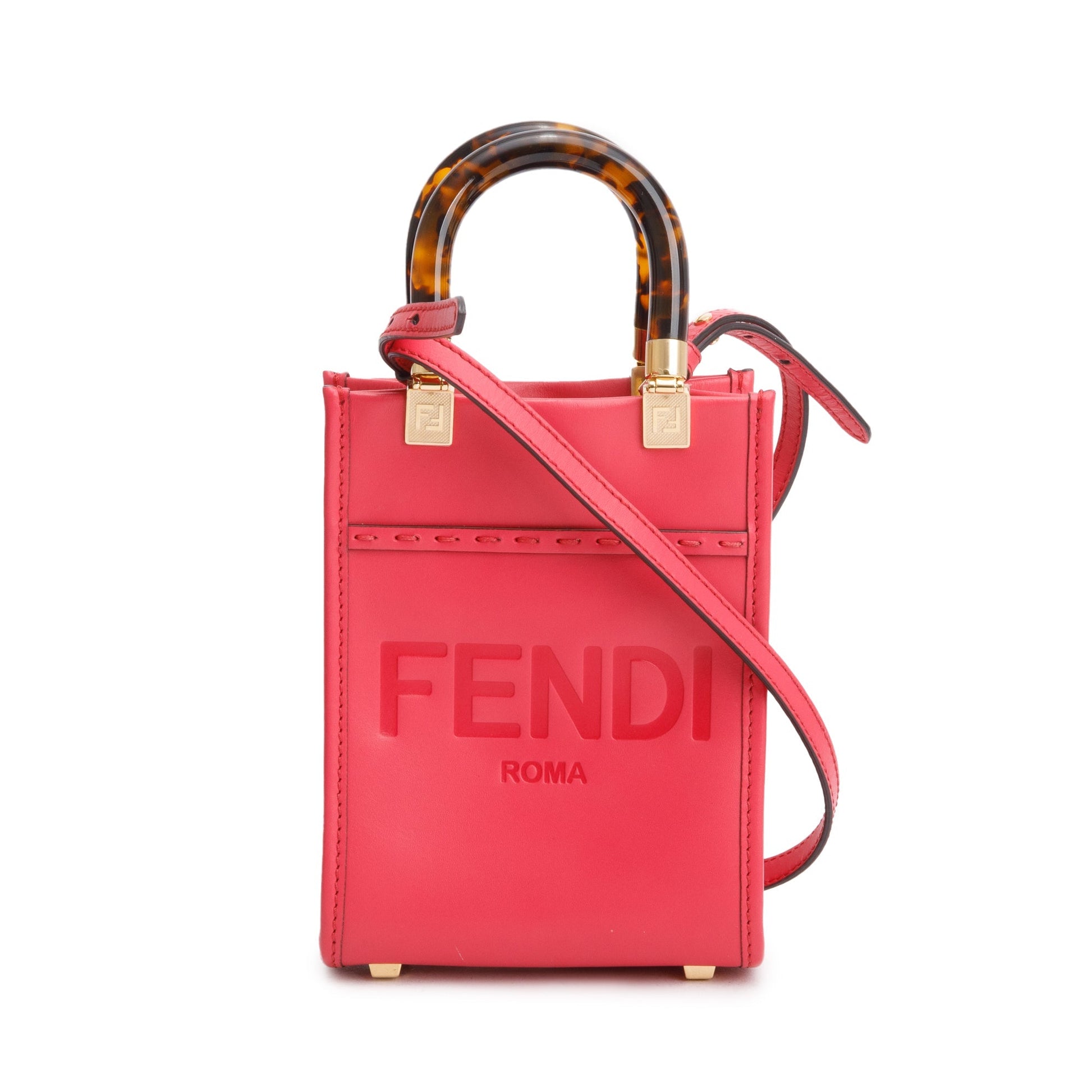 Fendi Sunshine Shopper Tote Leather Pink Tote Bag