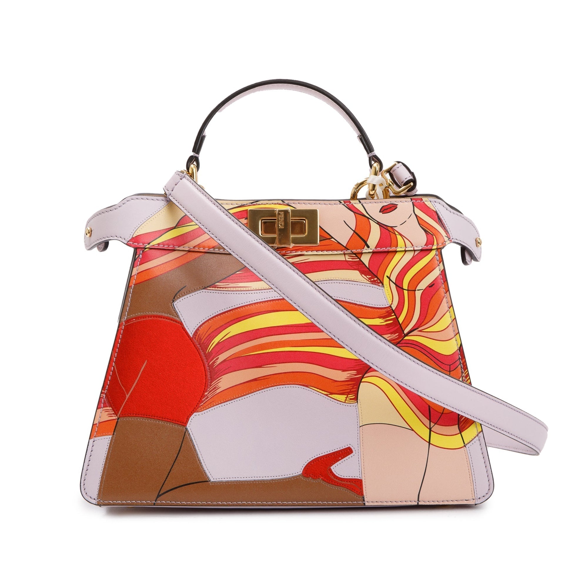 Fendi Multicolor Bikini Girls Inlay Nappa Peekaboo Iseeu Leather Pink Travel Bag