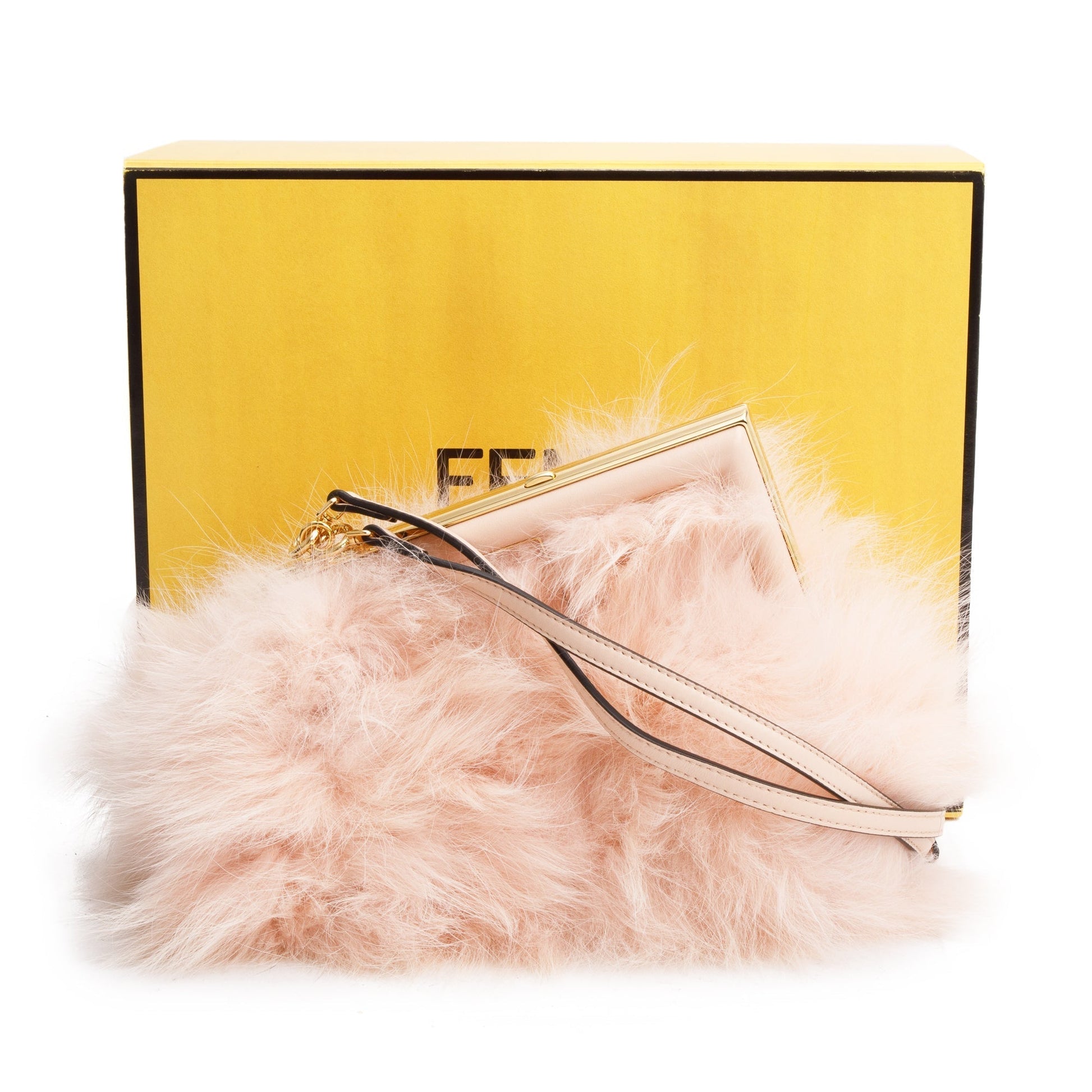 Fendi Nappa Fox Fur First Bag Leather Pink Travel Bag