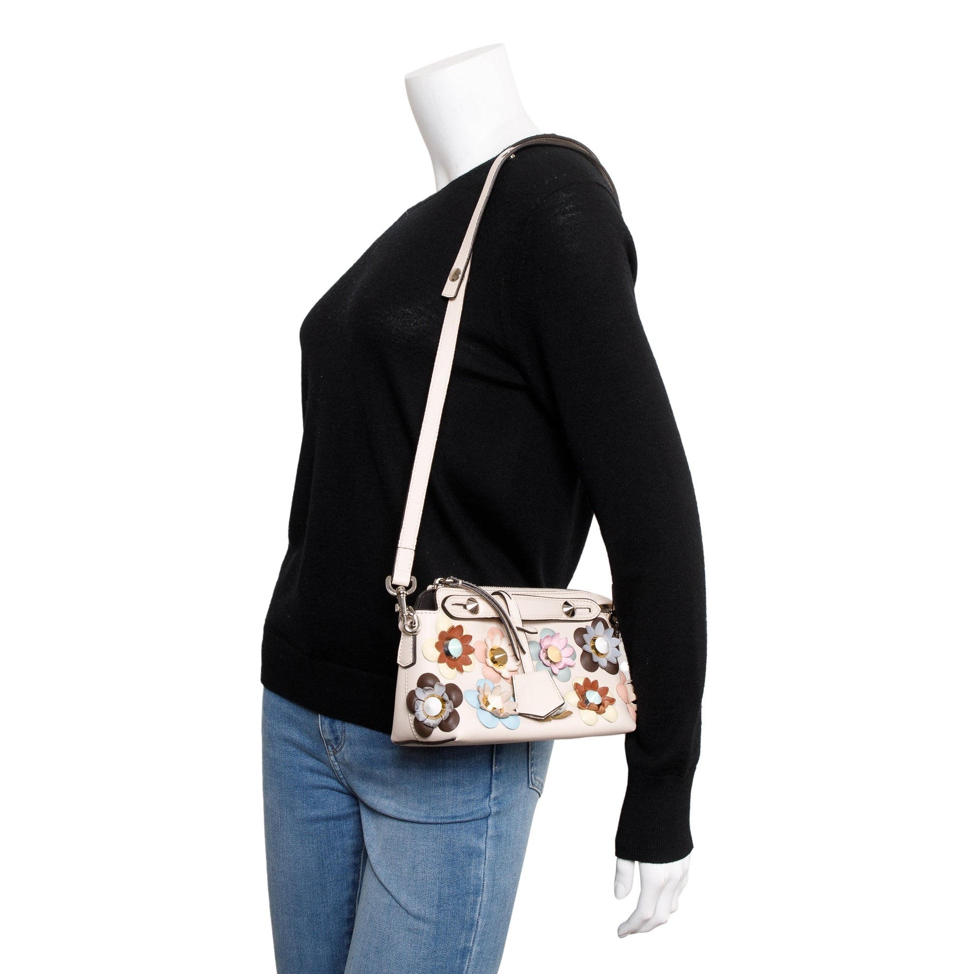 Fendi Vitello Dolce Flowerland By The Way Boston Pink Mini Travel Bag