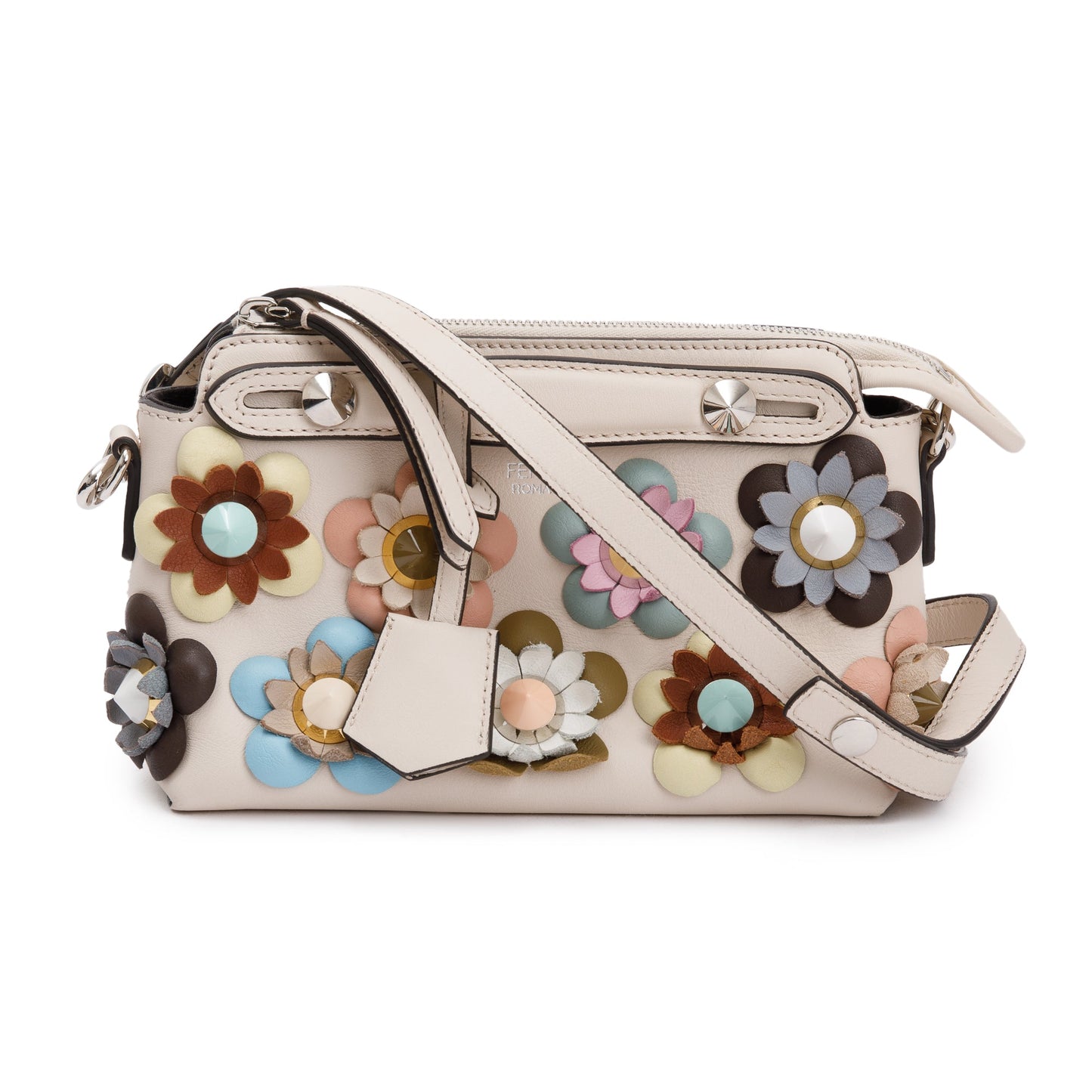 Fendi Vitello Dolce Flowerland By The Way Boston Pink Mini Travel Bag