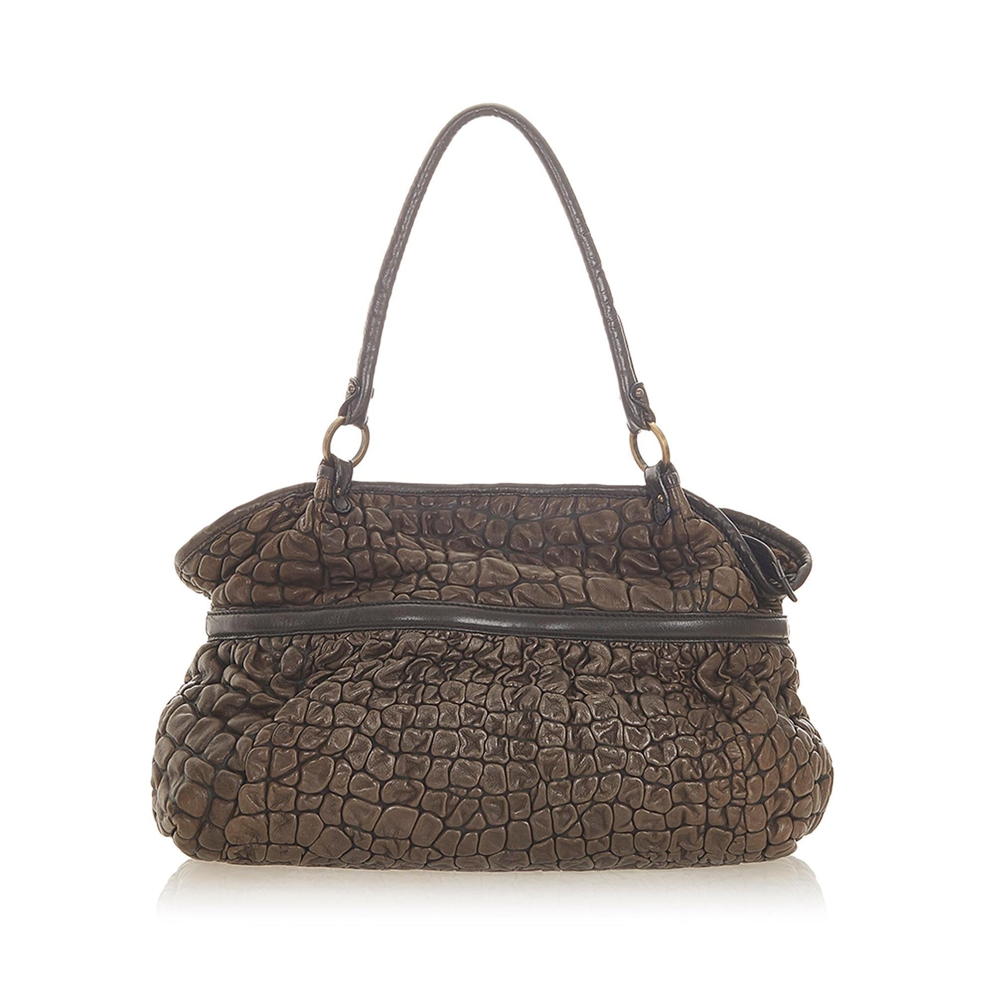 Fendi Puckered Bubble Chef Shoulder Bag Shg Leather