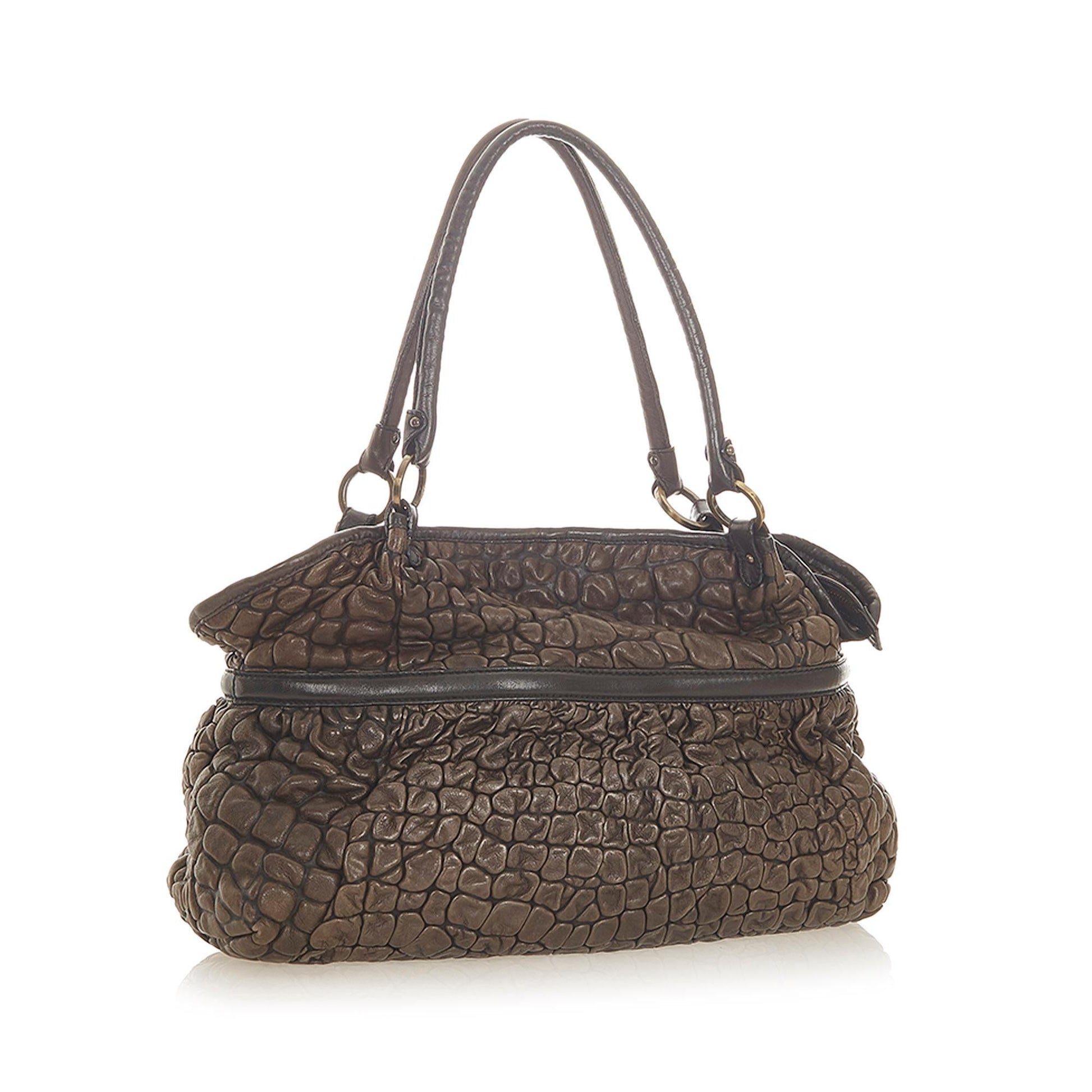 Fendi Puckered Bubble Chef Shoulder Bag Shg Leather