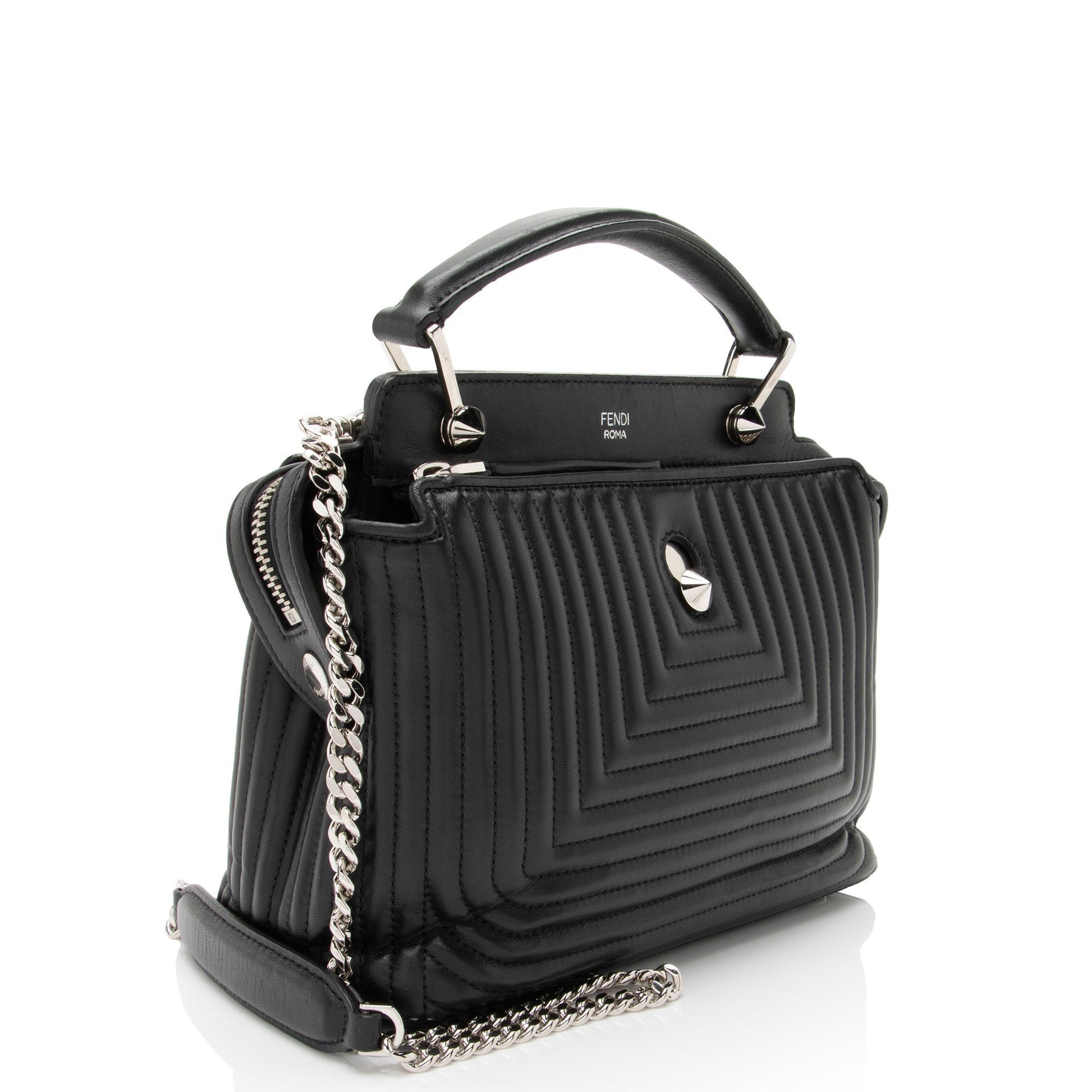 Fendi Dotcom Shoulder Bag Leather Quilted Small