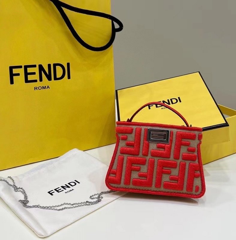 Fendi Peekaboo Bag Red Mini Travel Bag