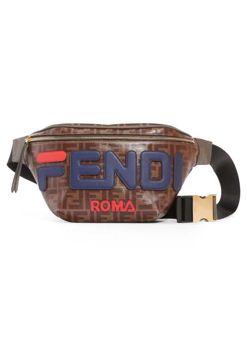 Fendi Fila Appliquã Printed Coated Belt Bag Canvas