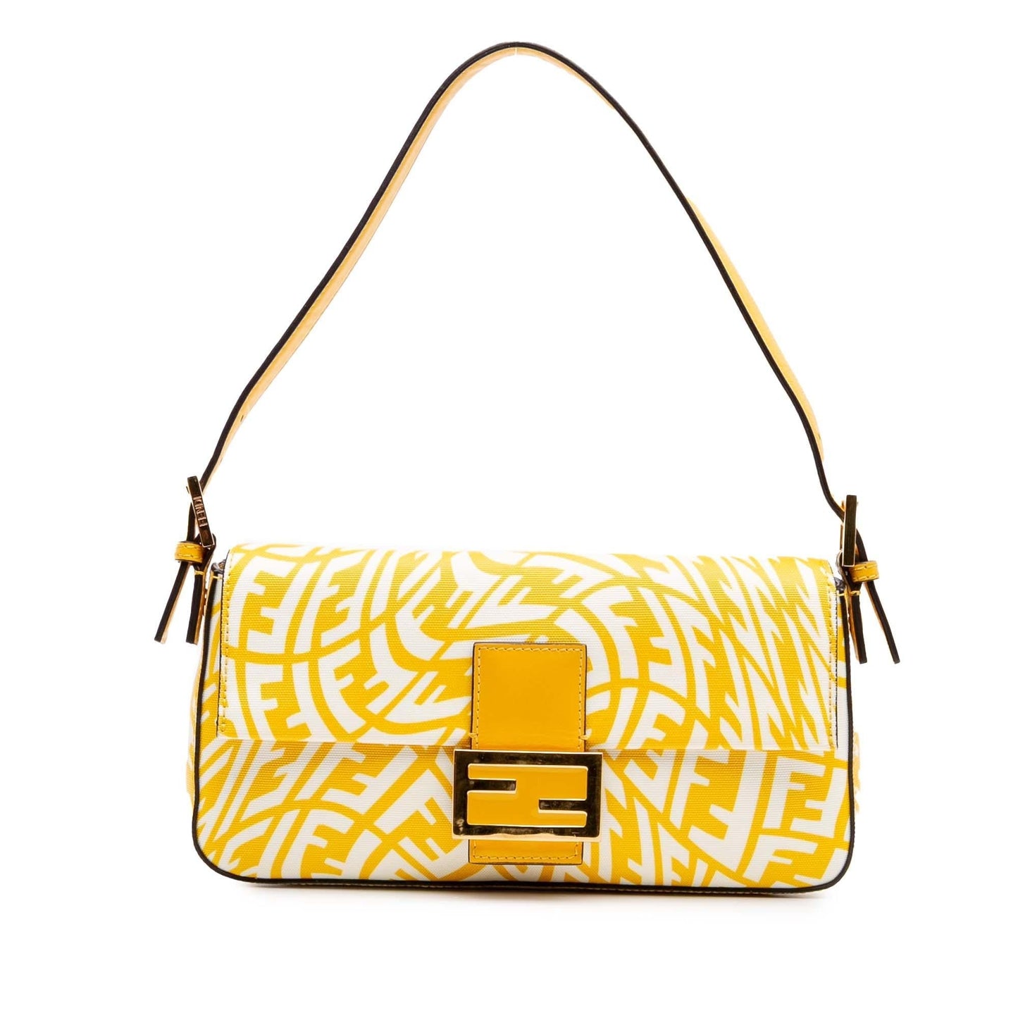 Fendi Sarah Coleman Zucca Coated Vertigo Baguette Shoulder Bag Canvas