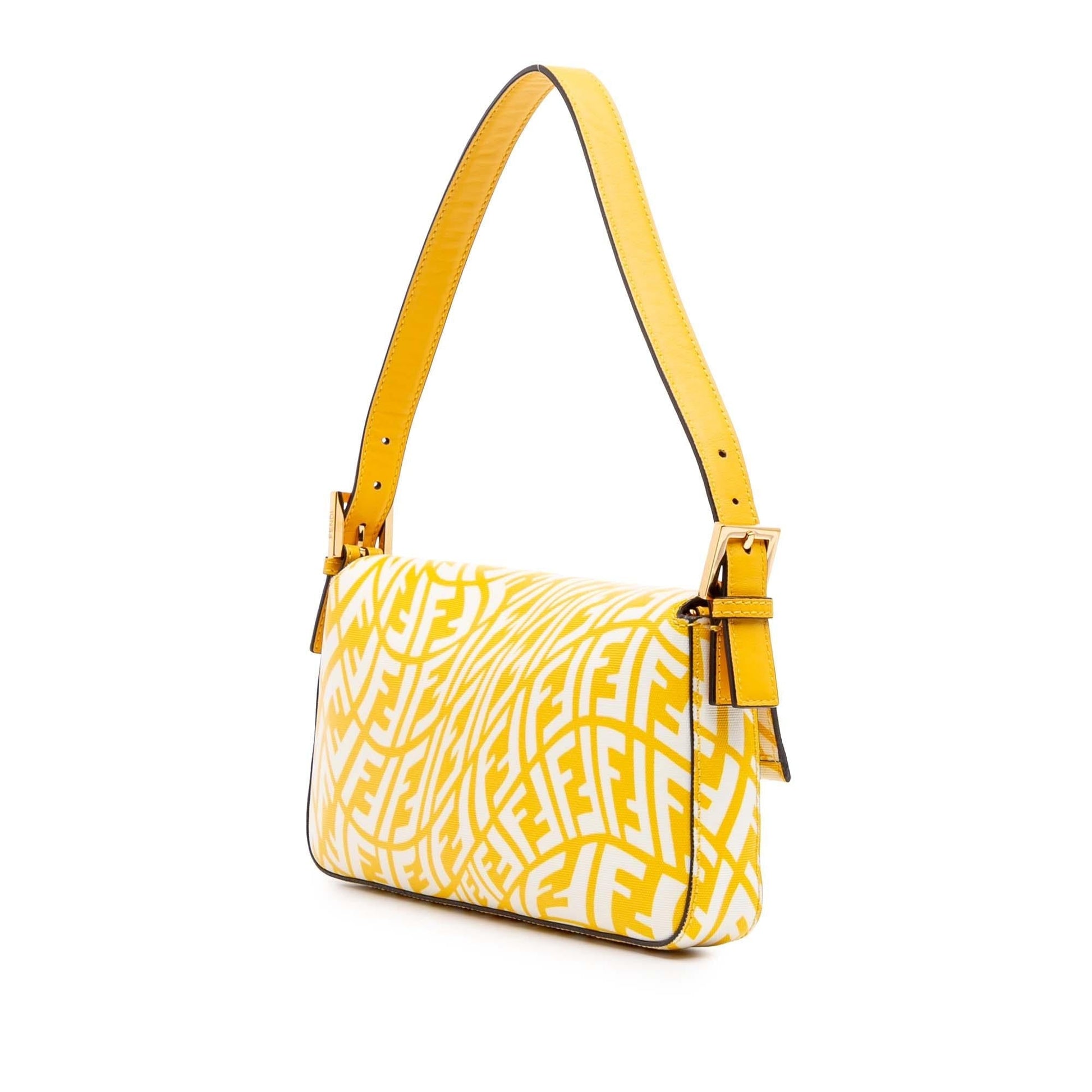 Fendi Sarah Coleman Zucca Coated Vertigo Baguette Shoulder Bag Canvas