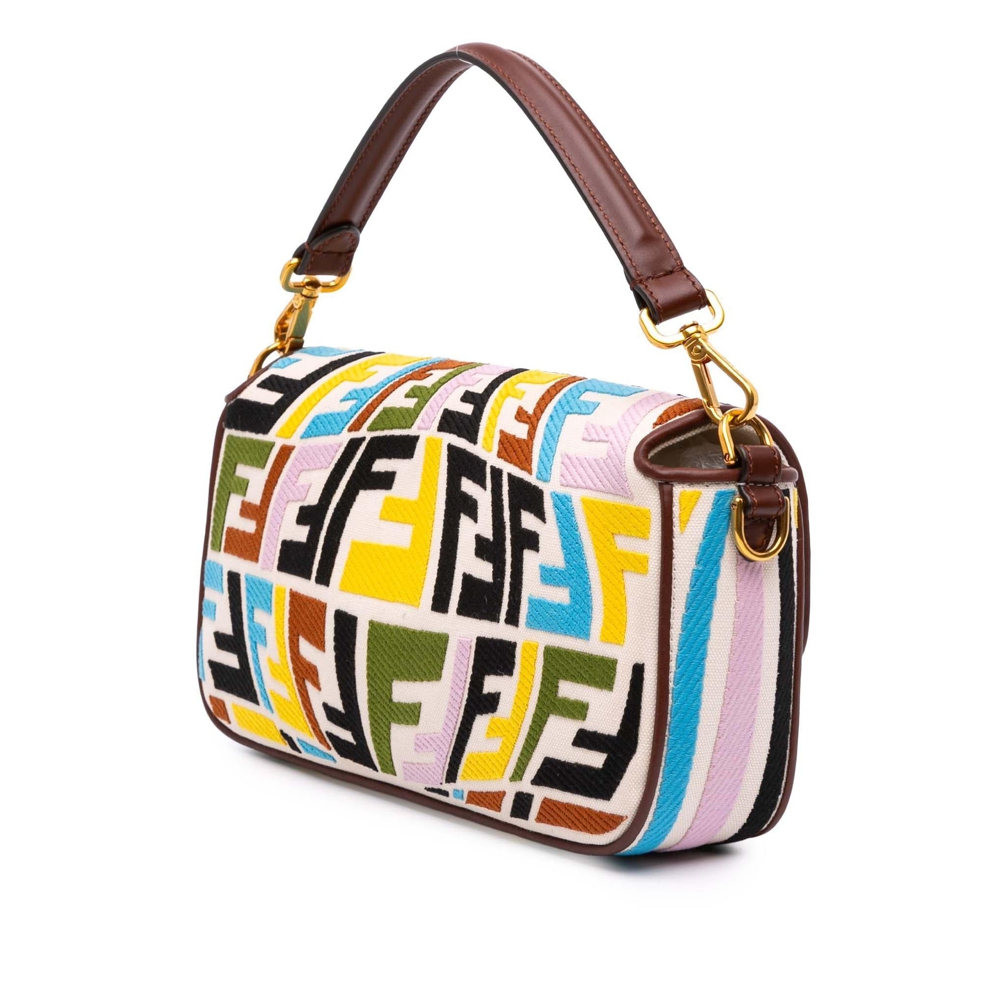 Fendi Sarah Coleman Zucca Fish Eye Vertigo Baguette Satchel Canvas Embroidered Satchel Bag Vertigo Baguette Satchel