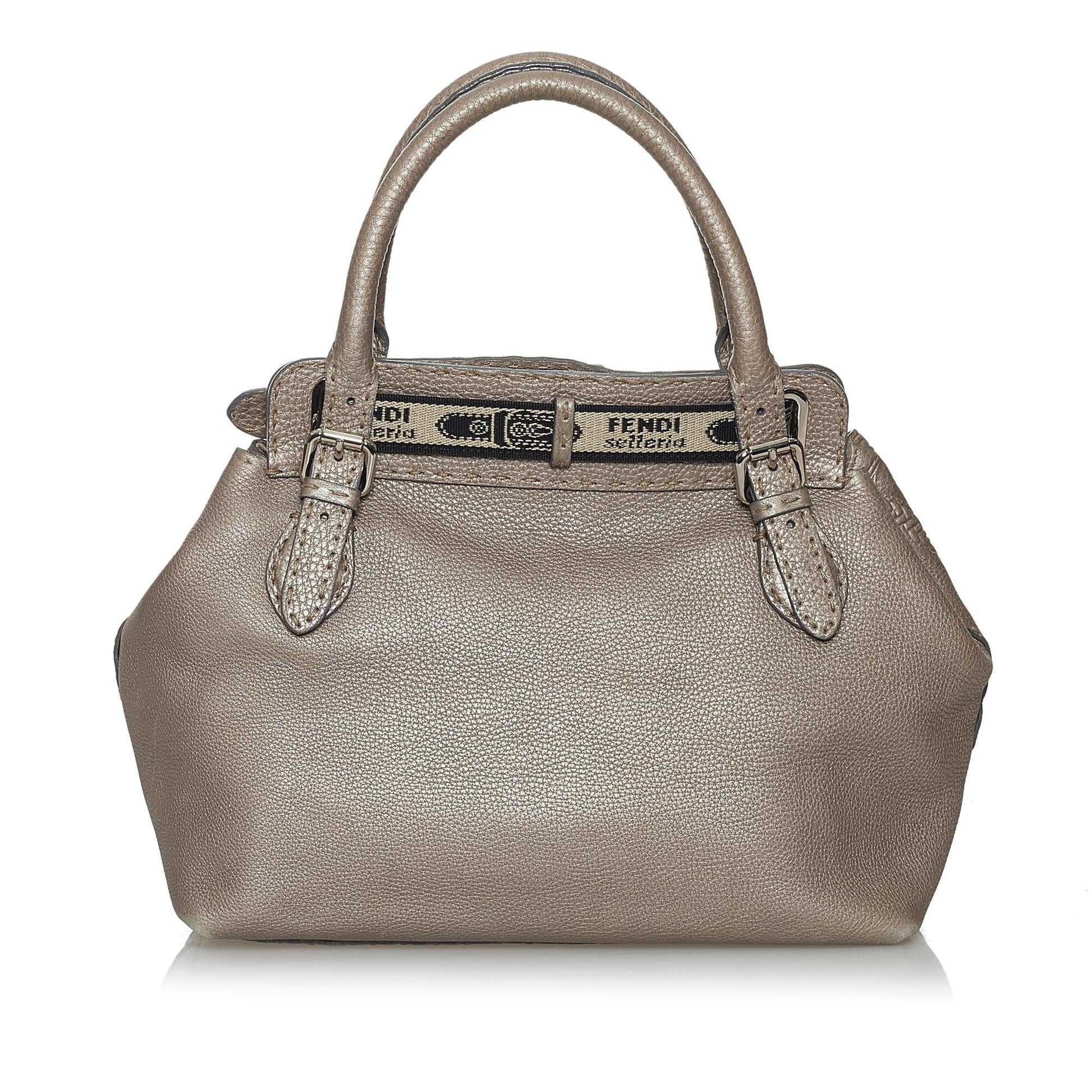 Fendi Selleria Borghese Handbag Shg Leather Satchel Bag