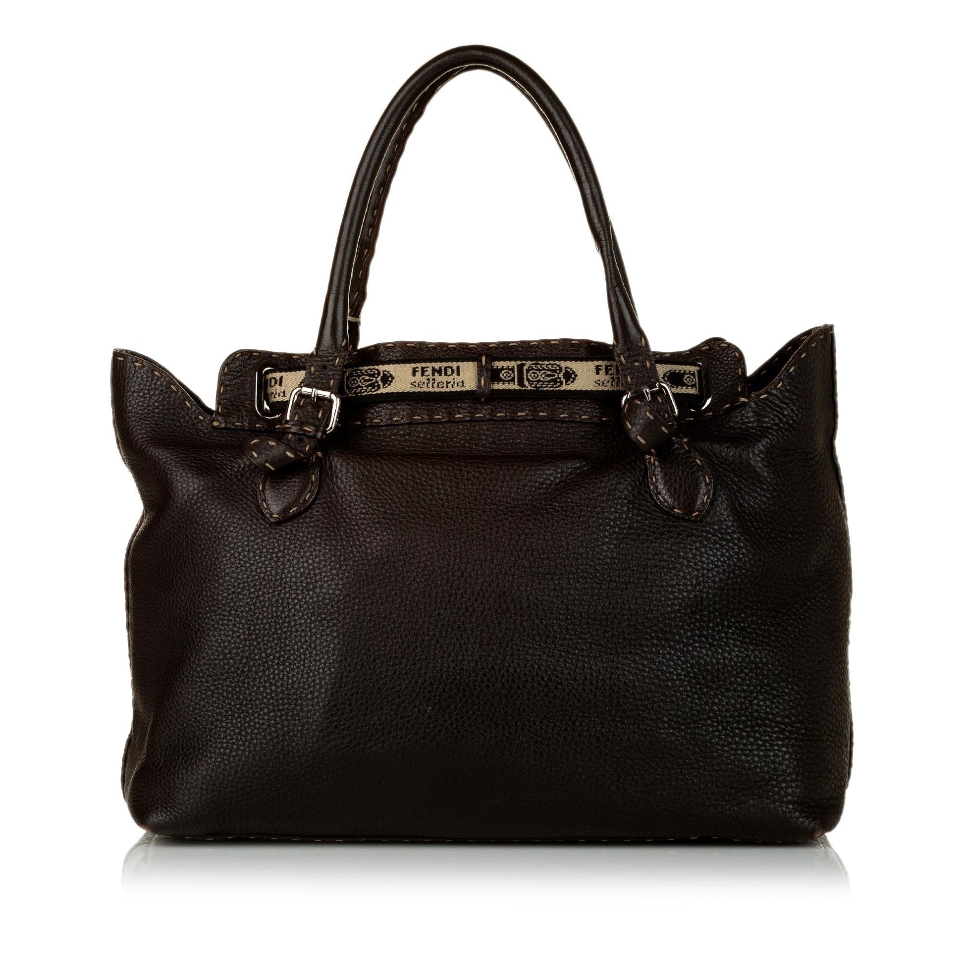 Fendi Selleria Grand Borghese Handbag Shg Leather Satchel Bag