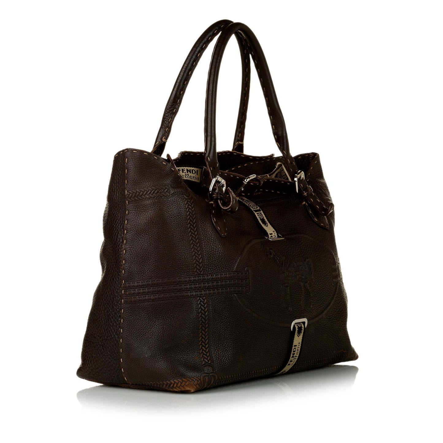 Fendi Selleria Grand Borghese Handbag Shg Leather Satchel Bag
