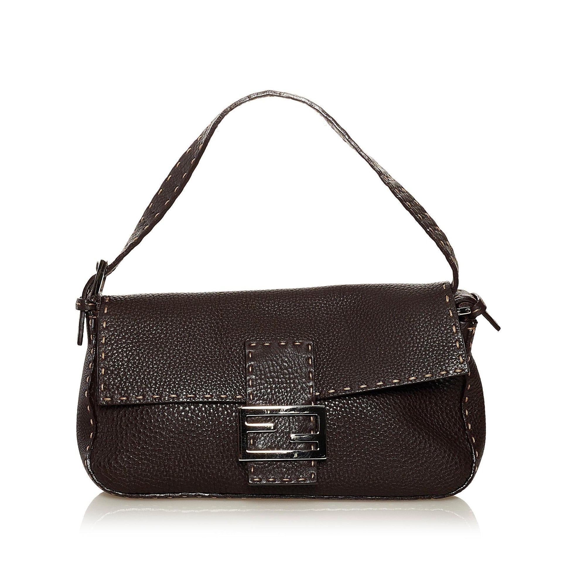 Fendi Selleria Baguette Shg Handbag Leather Shoulder Bag