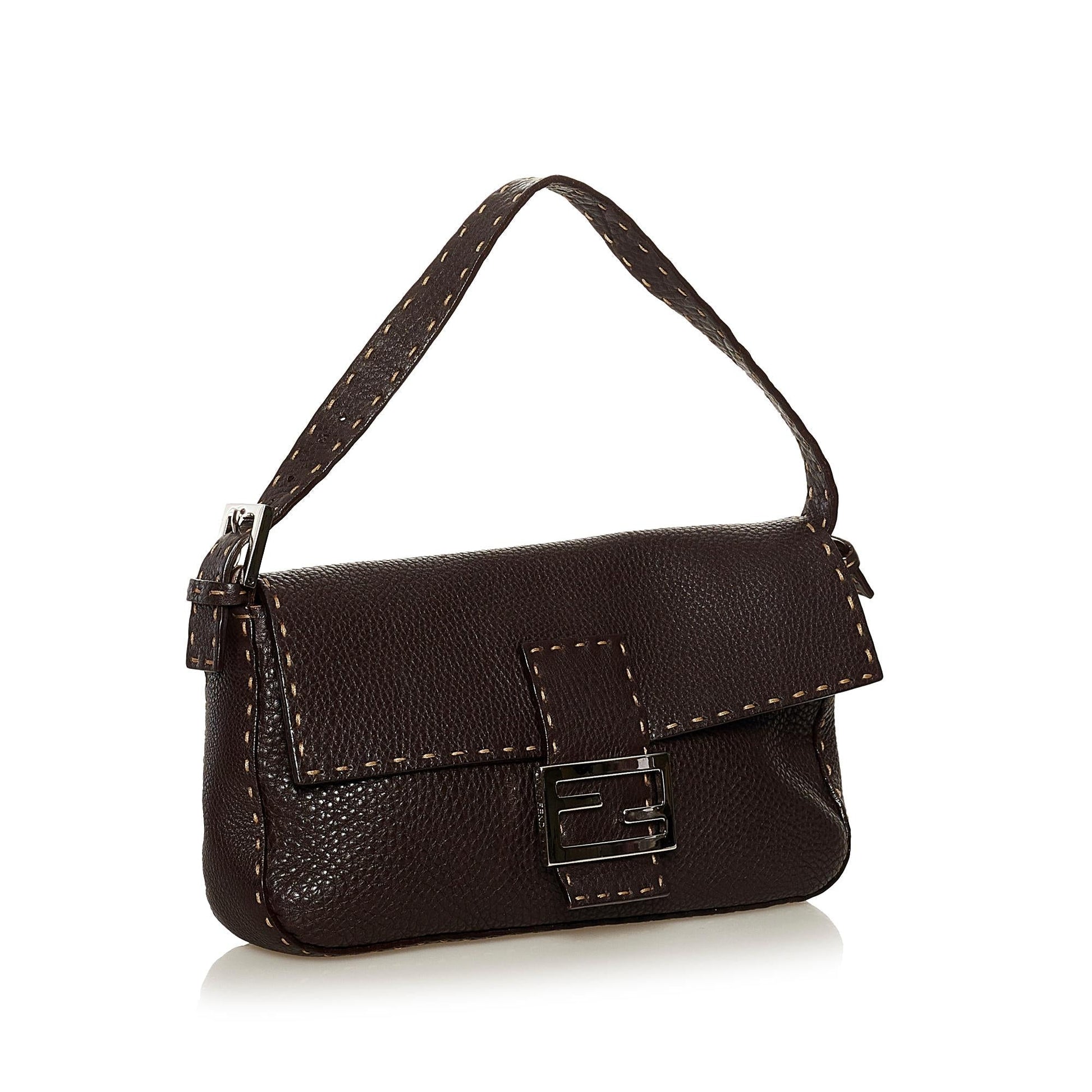 Fendi Selleria Baguette Shg Handbag Leather Shoulder Bag