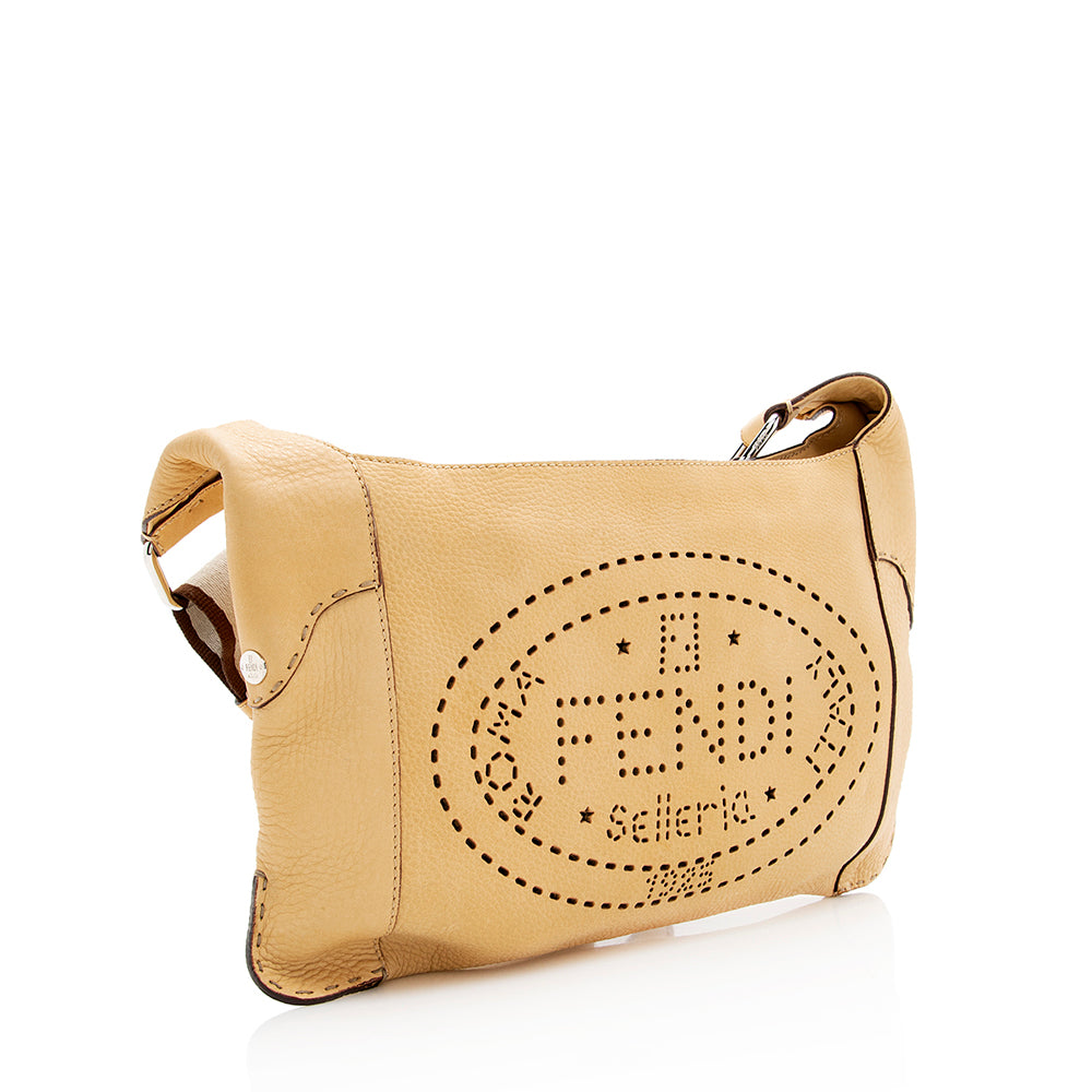 Fendi Selleria Perforated Romano Messenger Bag Shf Leather Shoulder Bag