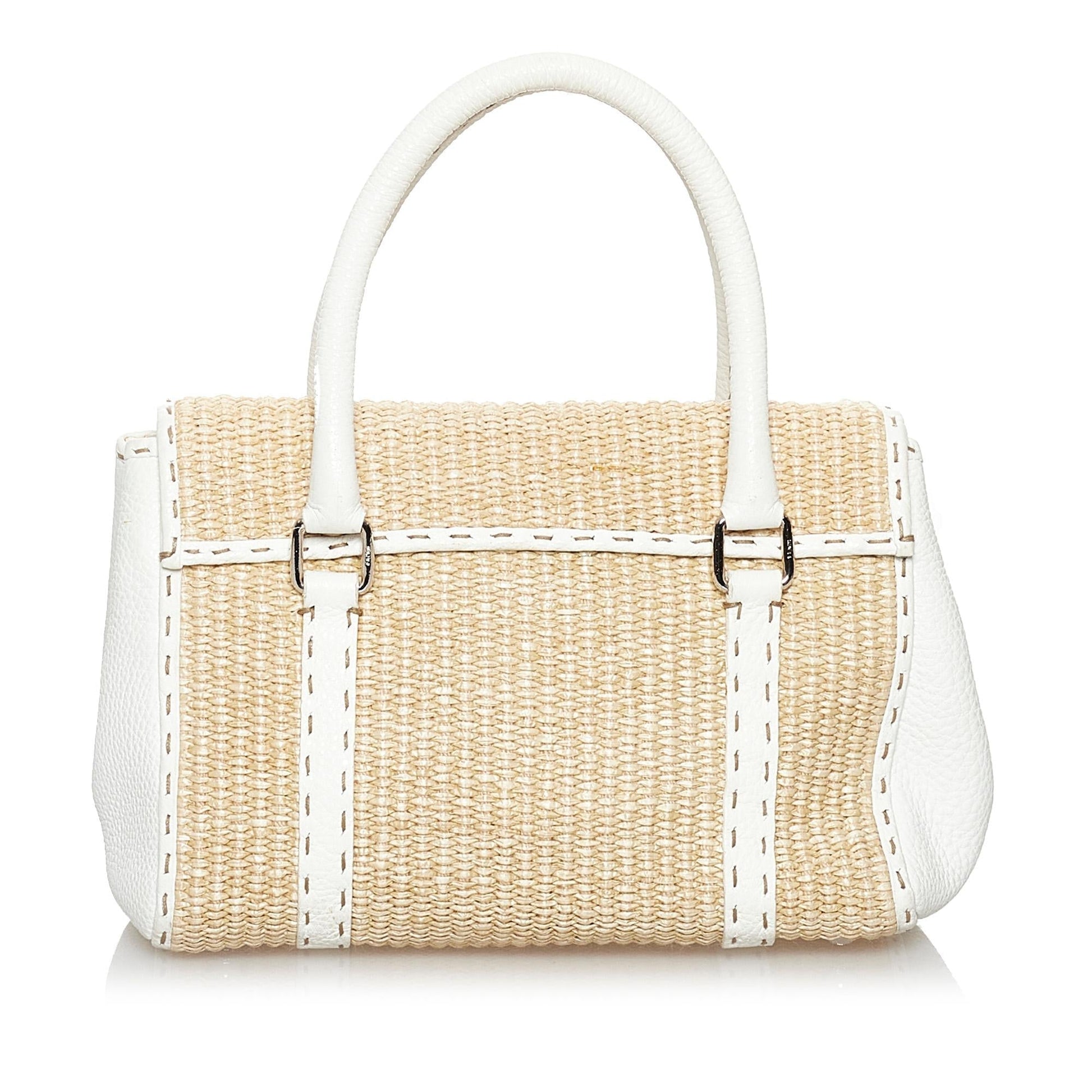Fendi Selleria Linda Handbag Shg Raffia Satchel Bag