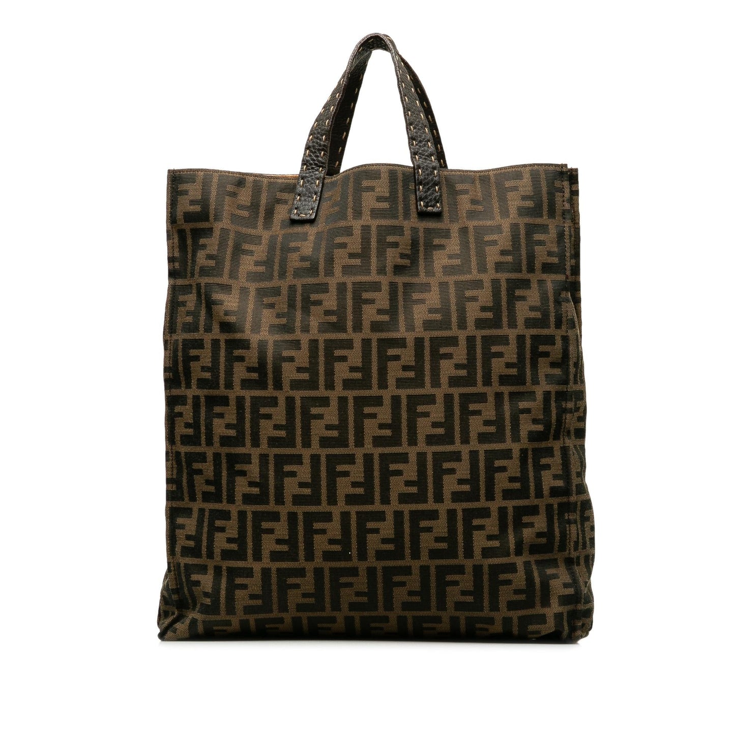 Fendi Selleria Trimmed Zucca Vertical Tote Shg Axod86 Tote Bag