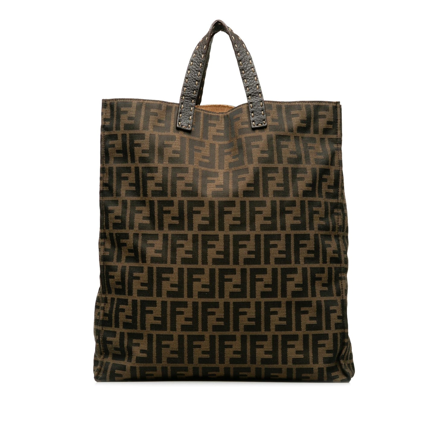 Fendi Selleria Trimmed Zucca Vertical Tote Shg Axod86 Tote Bag