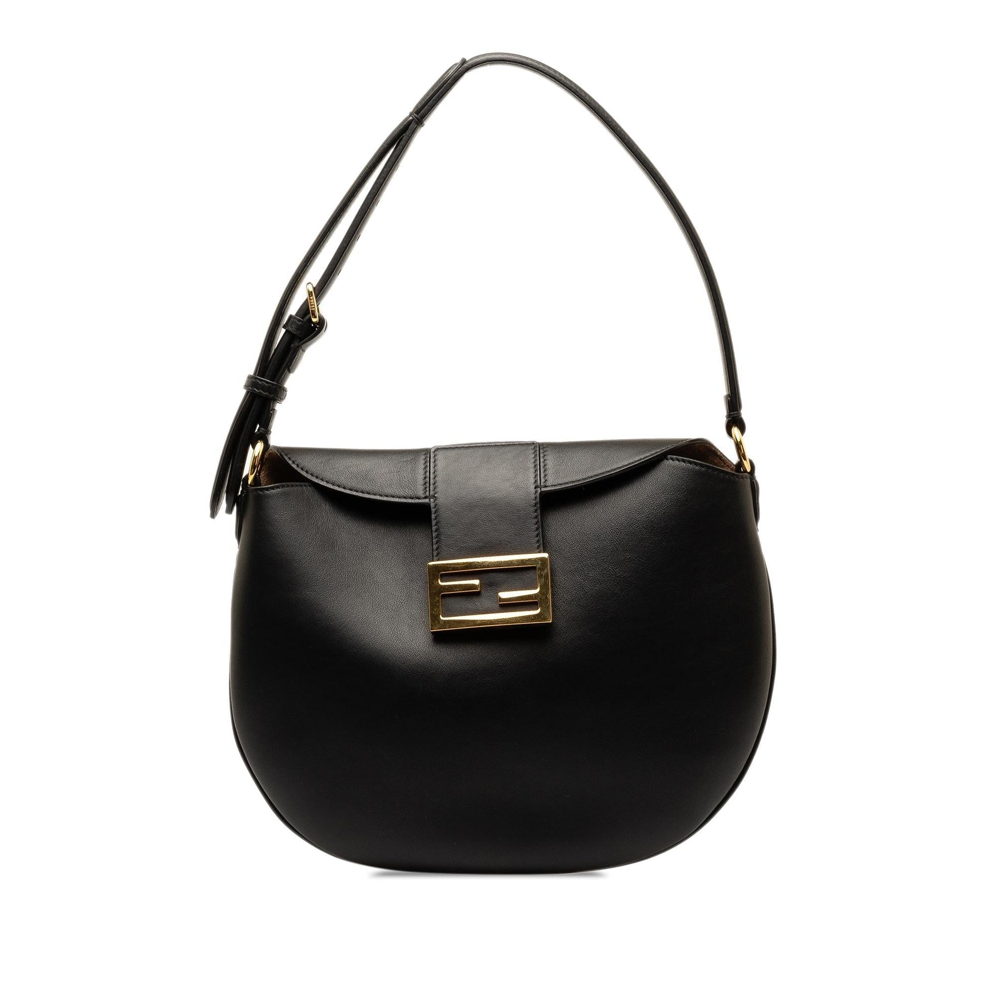Fendi Croissant Hobo Shg Dnderr Leather Small Shoulder Bag
