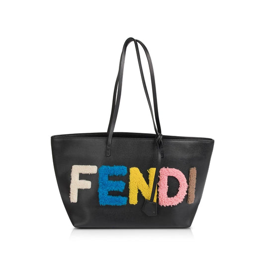 Fendi And Shearling Roll Tote Leather Small Tote Bag