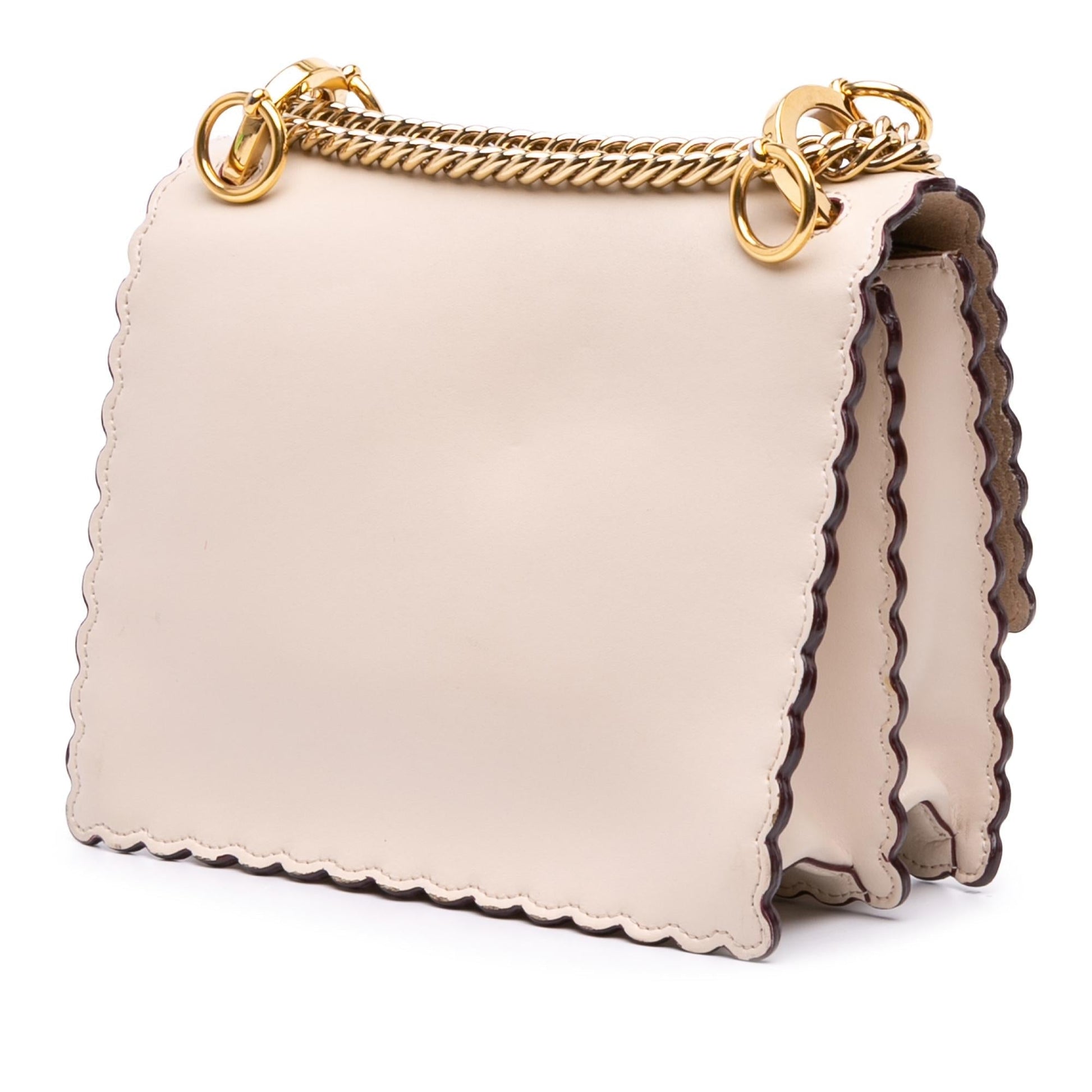 Fendi Scalloped Kan Crossbody Leather Small Crossbody Bag