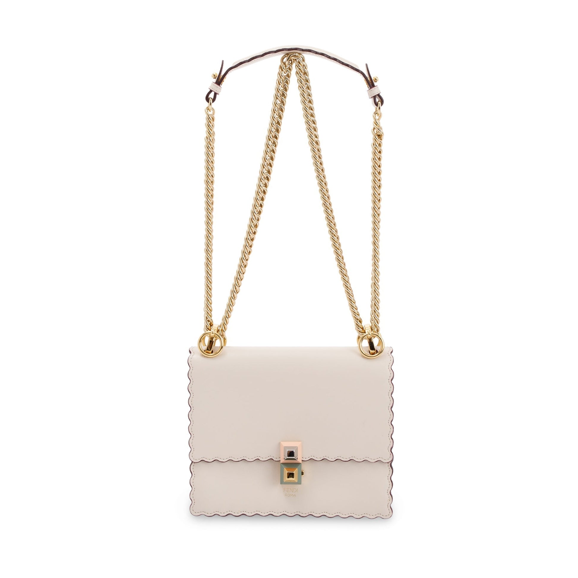 Fendi Scalloped Studded Kan Shoulder Bag Small