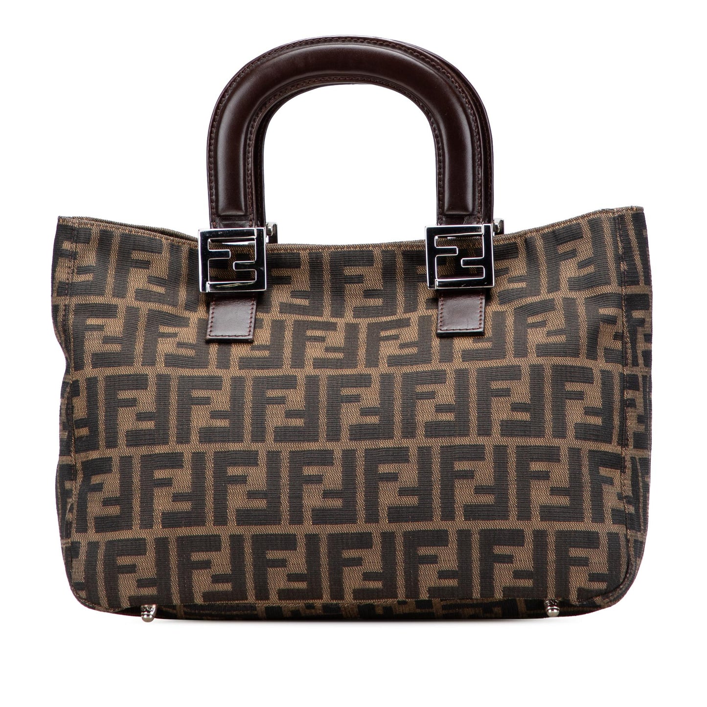 Fendi Zucca Twins Tote Canvas Small Tote Bag
