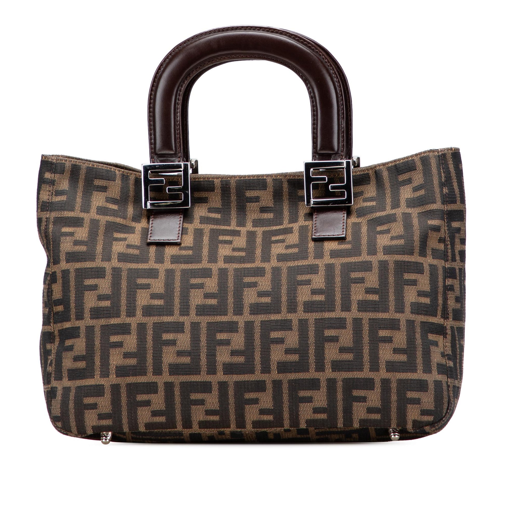 Fendi Zucca Twins Tote Canvas Small Tote Bag