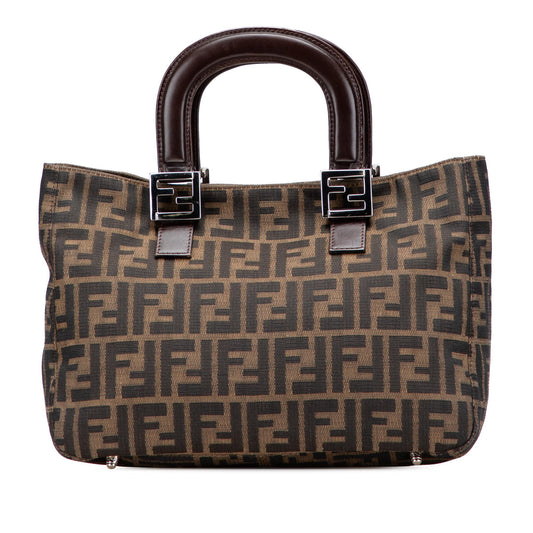 Fendi Zucca Twins Tote Canvas Small Tote Bag