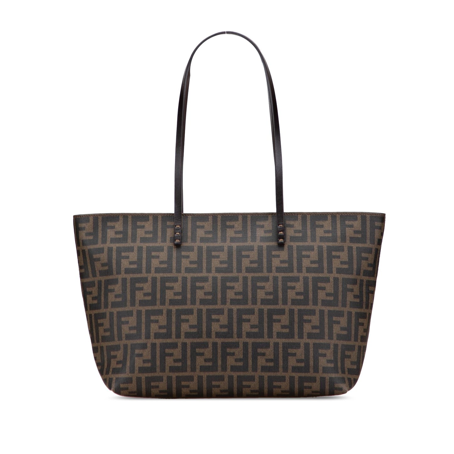 Fendi Zucca Coated Roll Tote Canvas Small Tote Bag